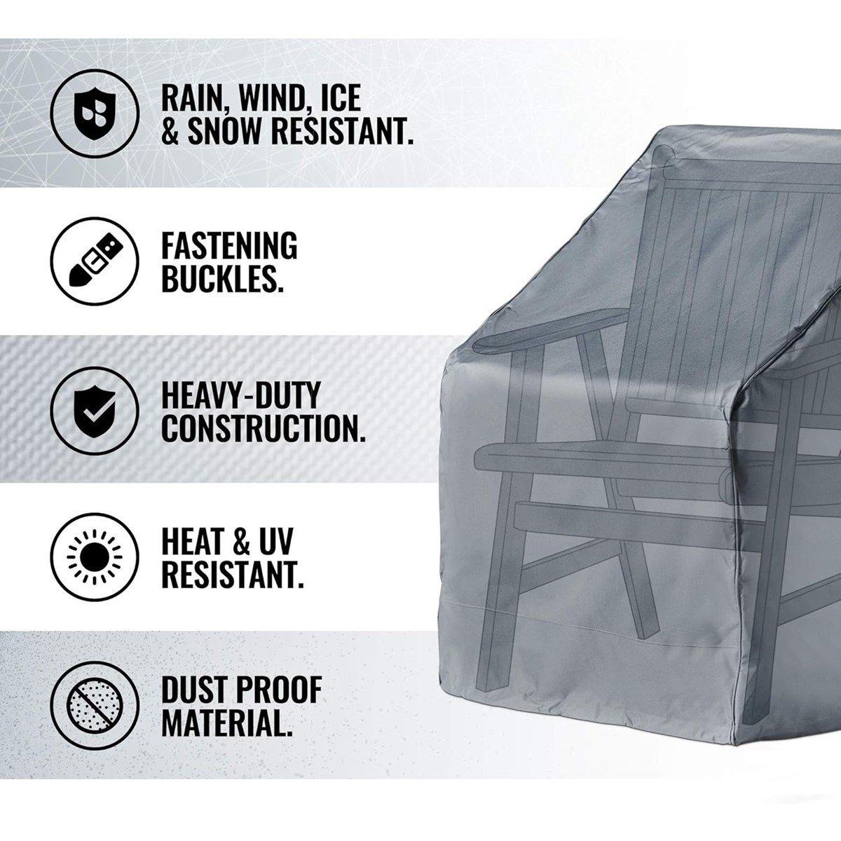 Grey - VonHaus - Single Garden Seat Cover - 3