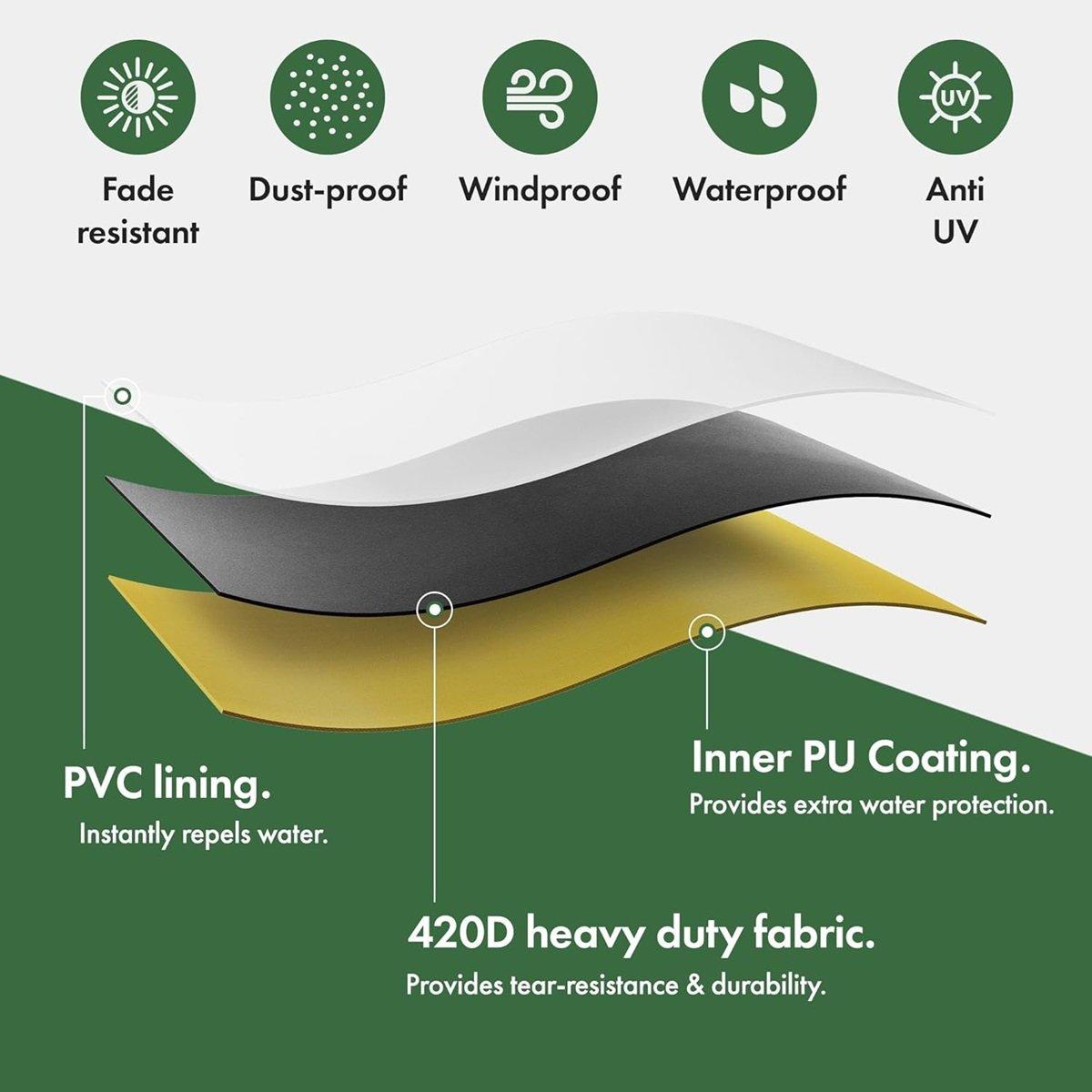 Grey - VonHaus - Single Garden Seat Cover - 6