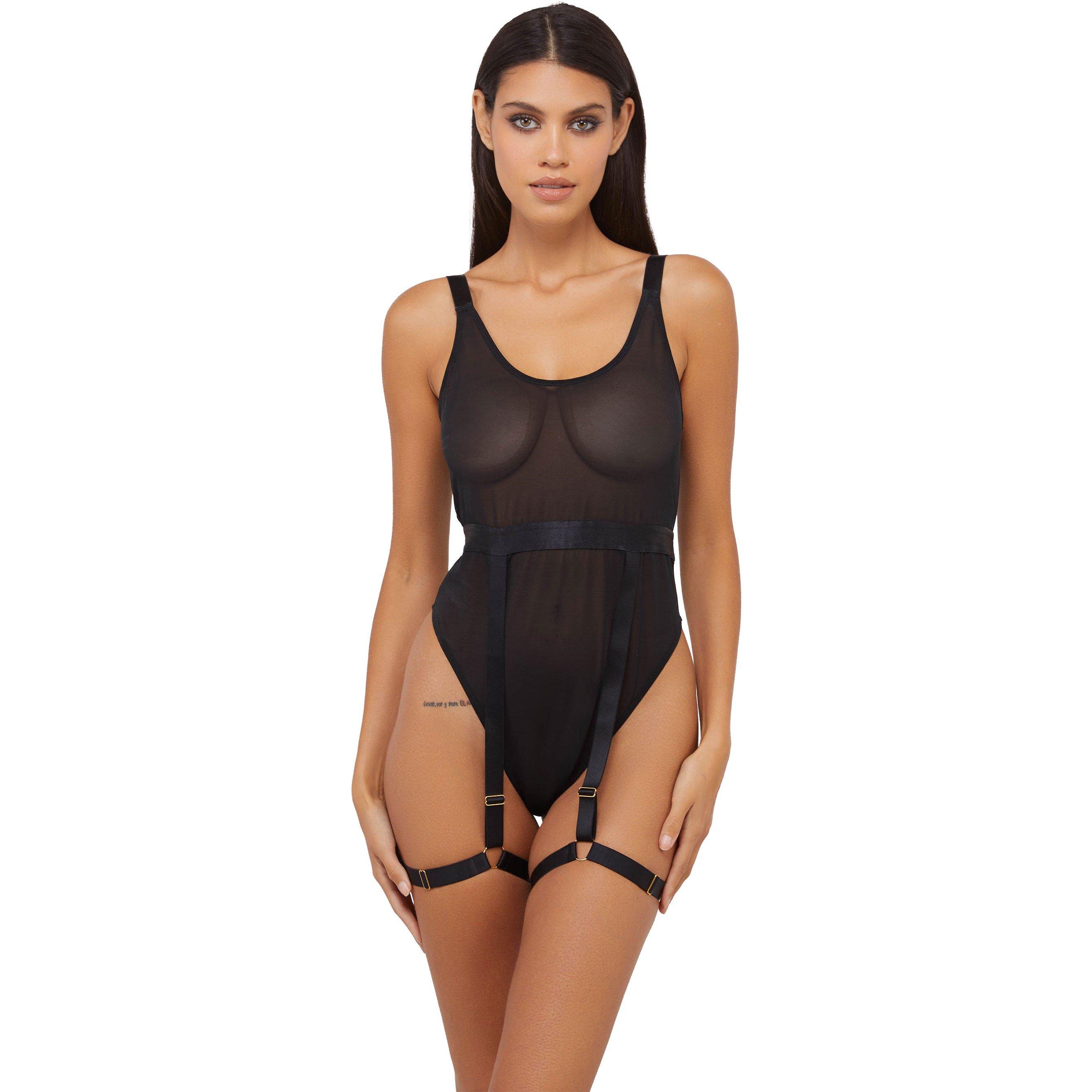 Black - Wolf and Whistle - Dolly Black Thick Strap Bodysuit - 2
