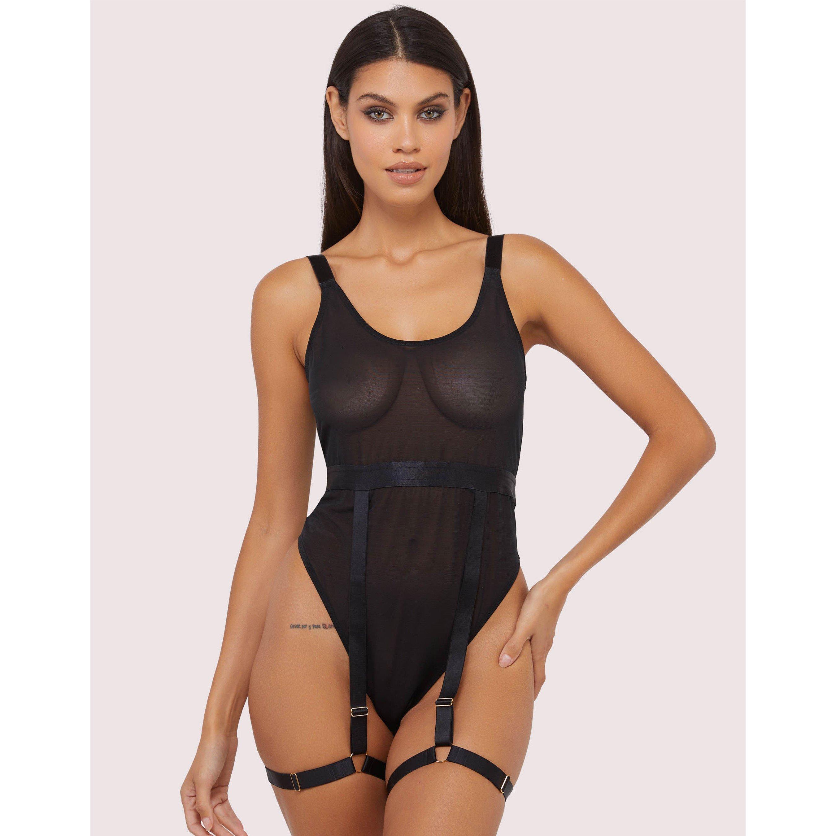 Black - Wolf and Whistle - Dolly Black Thick Strap Bodysuit - 4