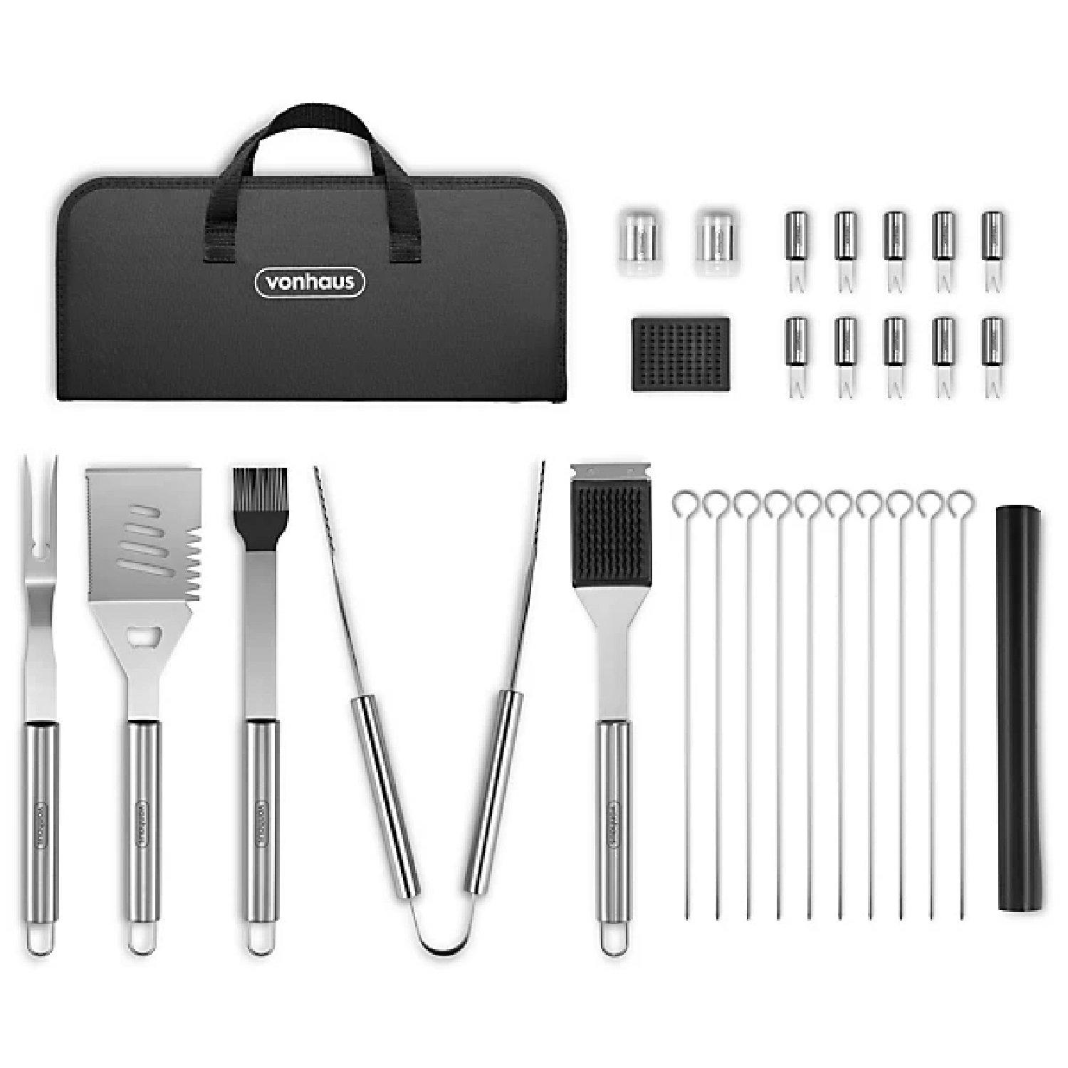 Silver - VonHaus - VonHaus BBQ Tool Set with Case, 30Pcs - 1