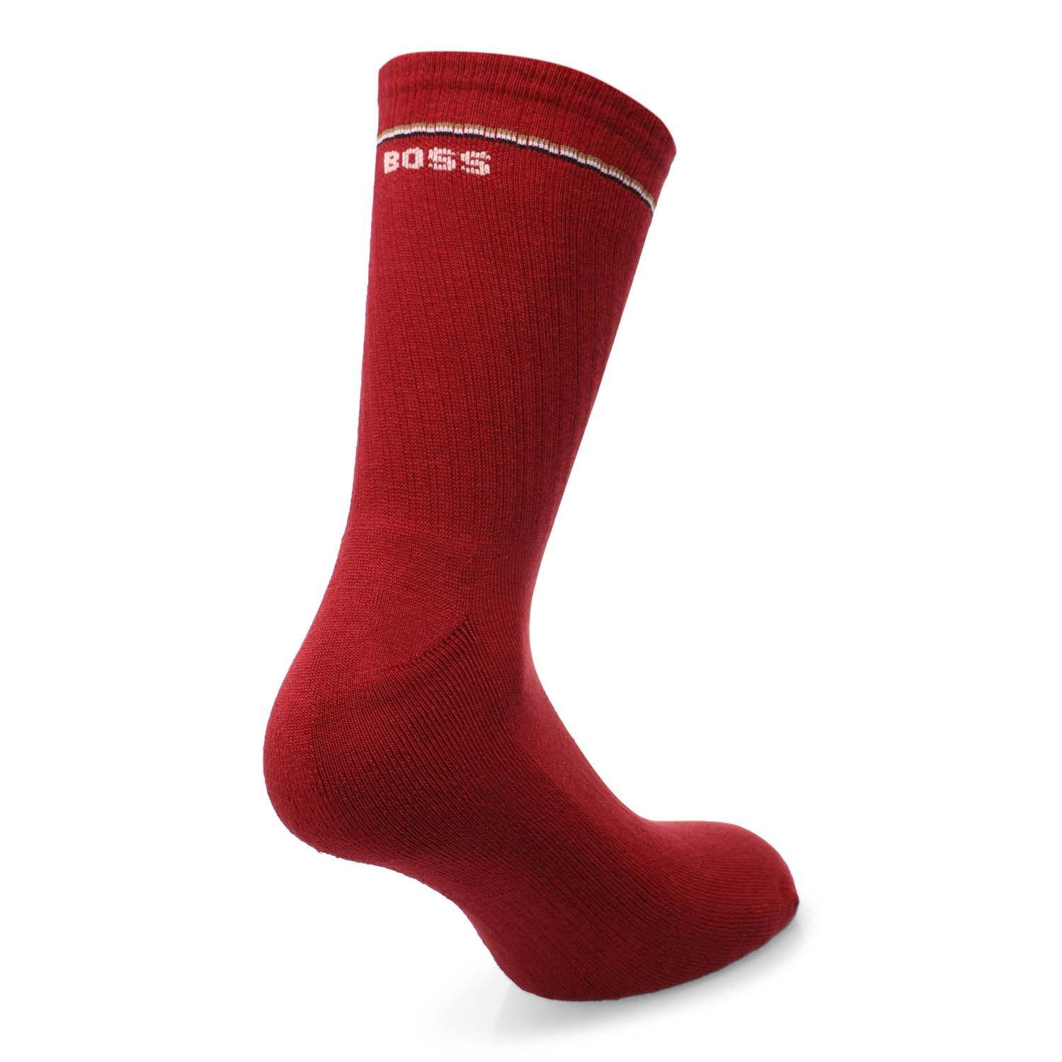 Red - Boss - 2 Pack of Quarter Length Socks with Logo Details - 4