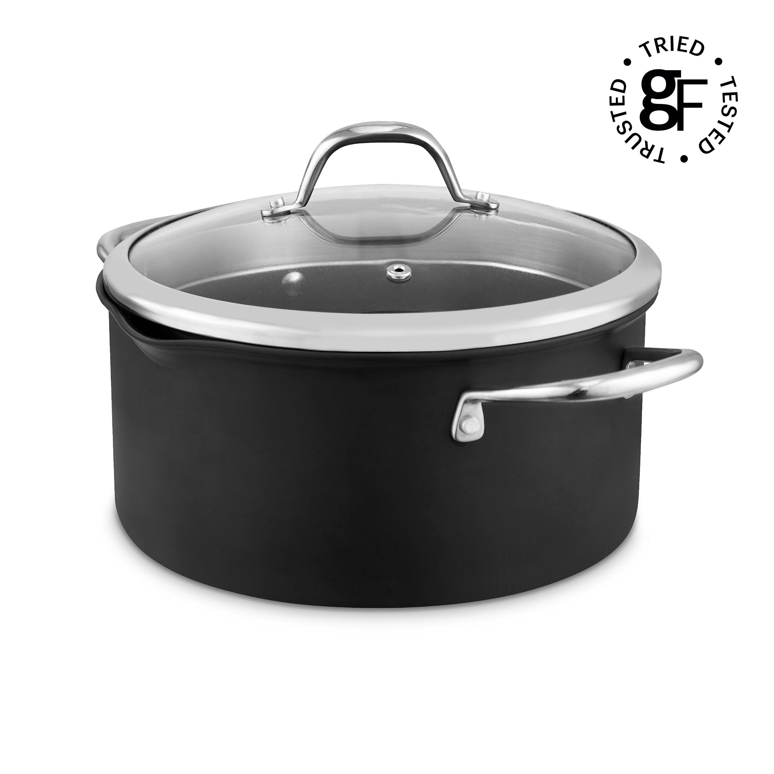 Good Food  Hard Anodized 24Cm Casserole With Lid - Grey - Medium