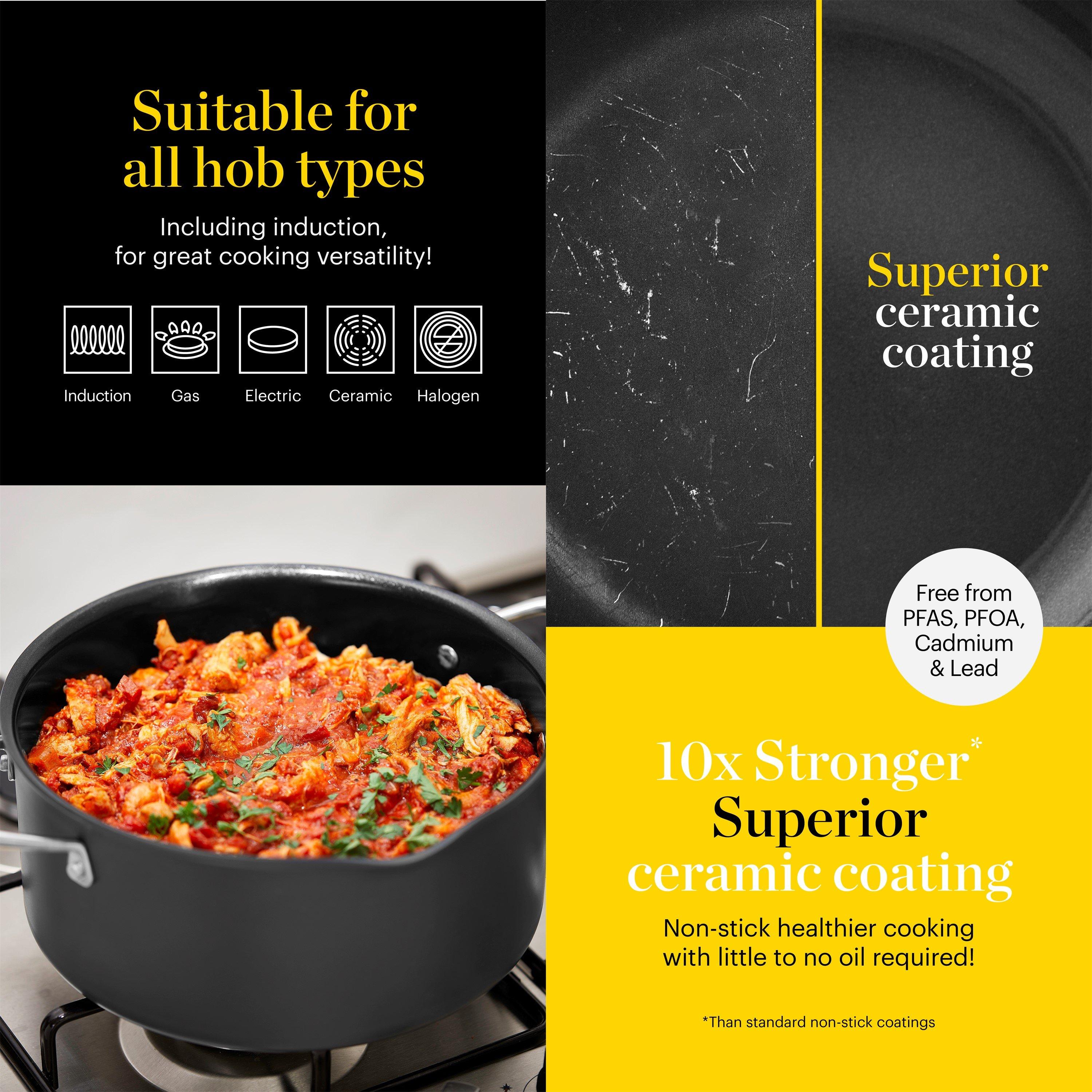 Grey - Good Food - Hard Anodized 24cm Casserole with Lid - 4