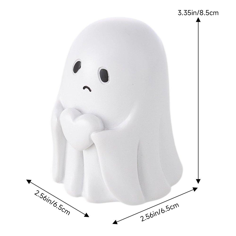 White - LIFE IDEAS - Halloween Ghost Holding Heart Statue Ornament - 2