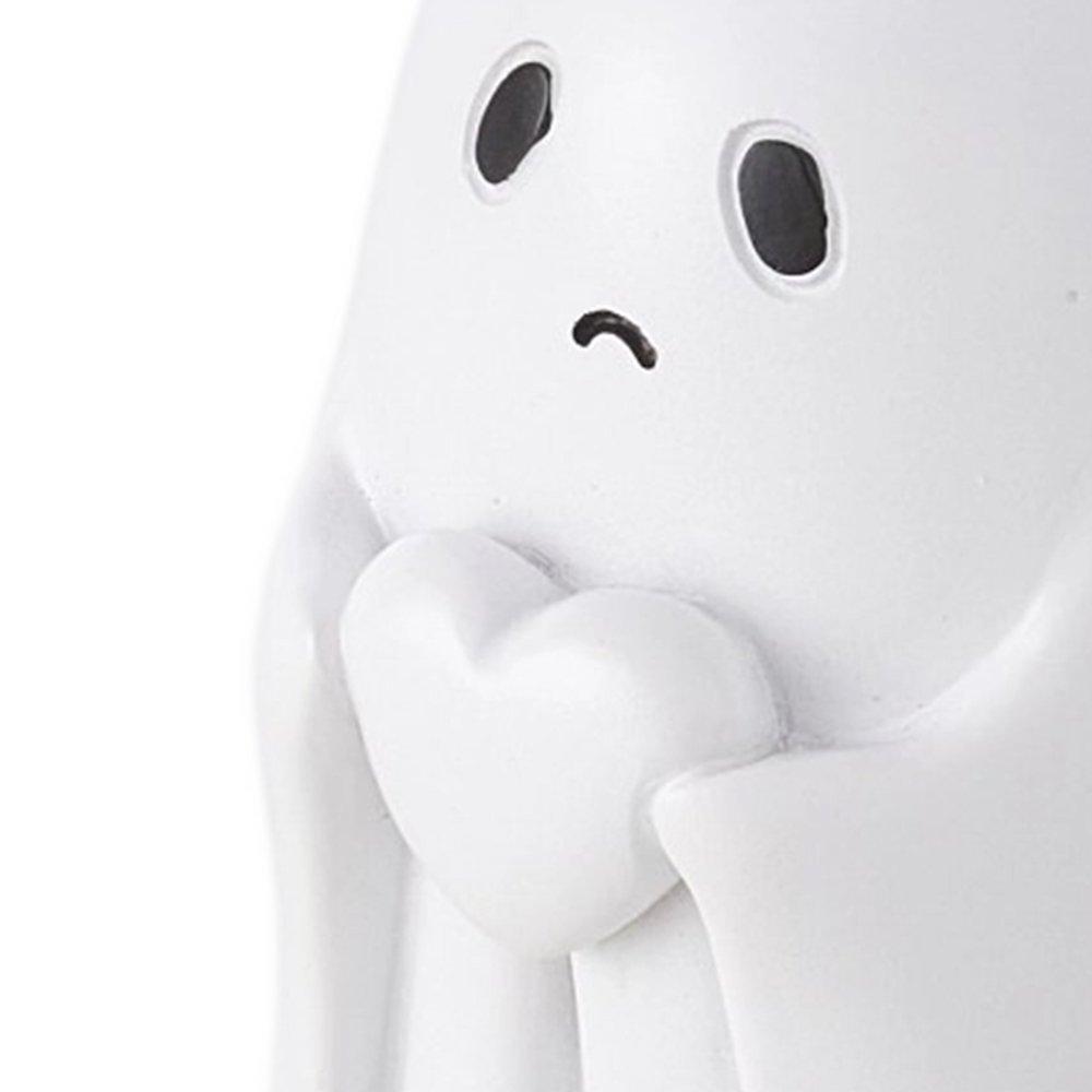 White - LIFE IDEAS - Halloween Ghost Holding Heart Statue Ornament - 6