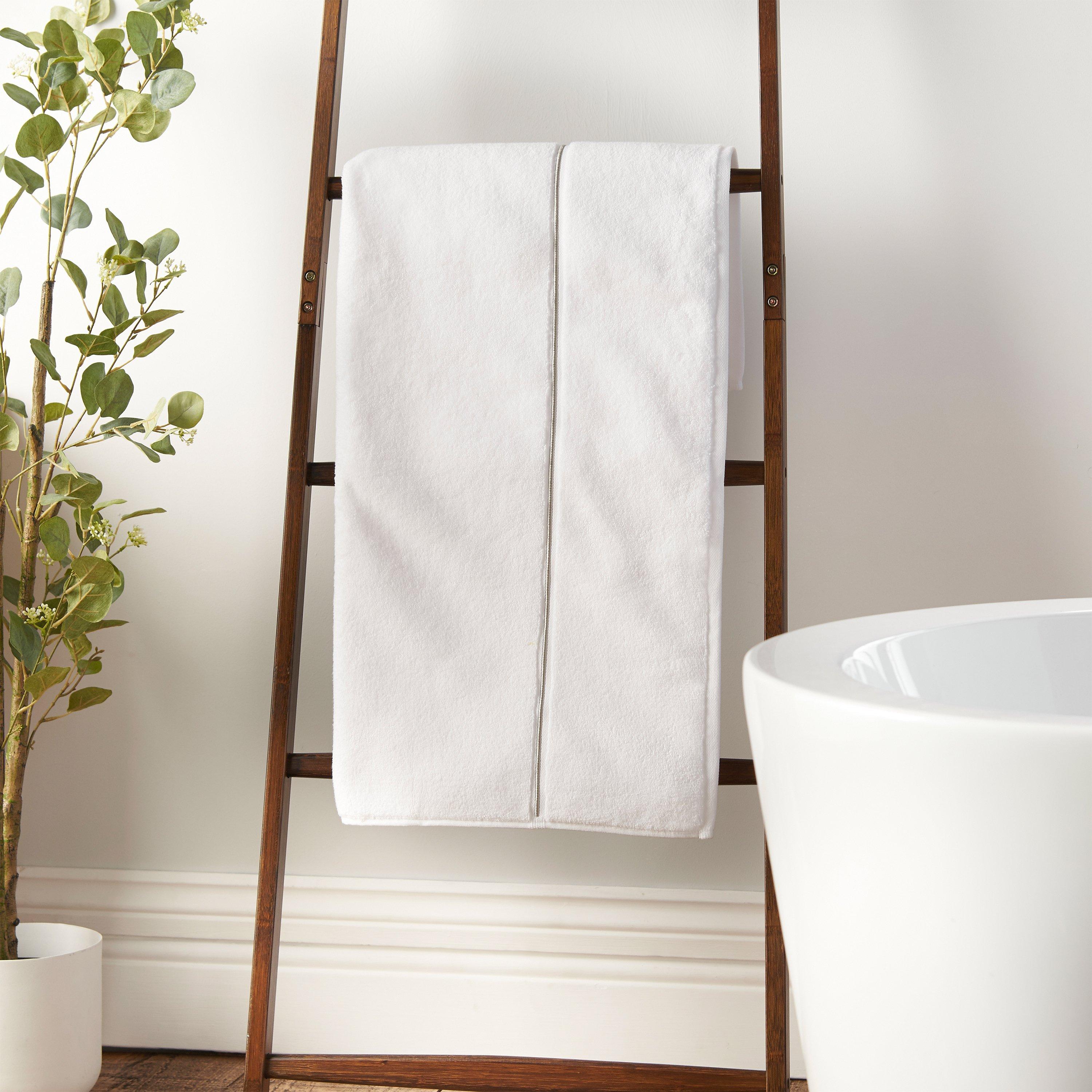 Bianca  Zero Twist Satin Stitch Cotton Towel - White - Bath Towel