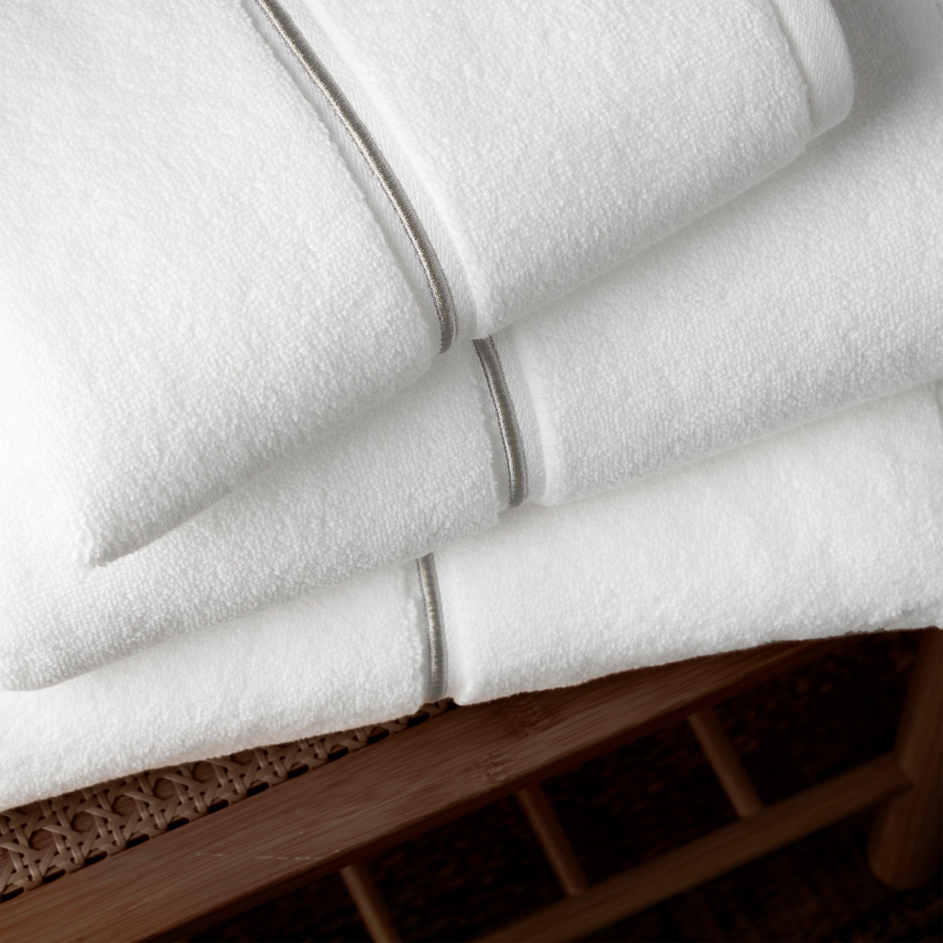 White - Bianca - Zero Twist Satin Stitch Cotton Towel - 2