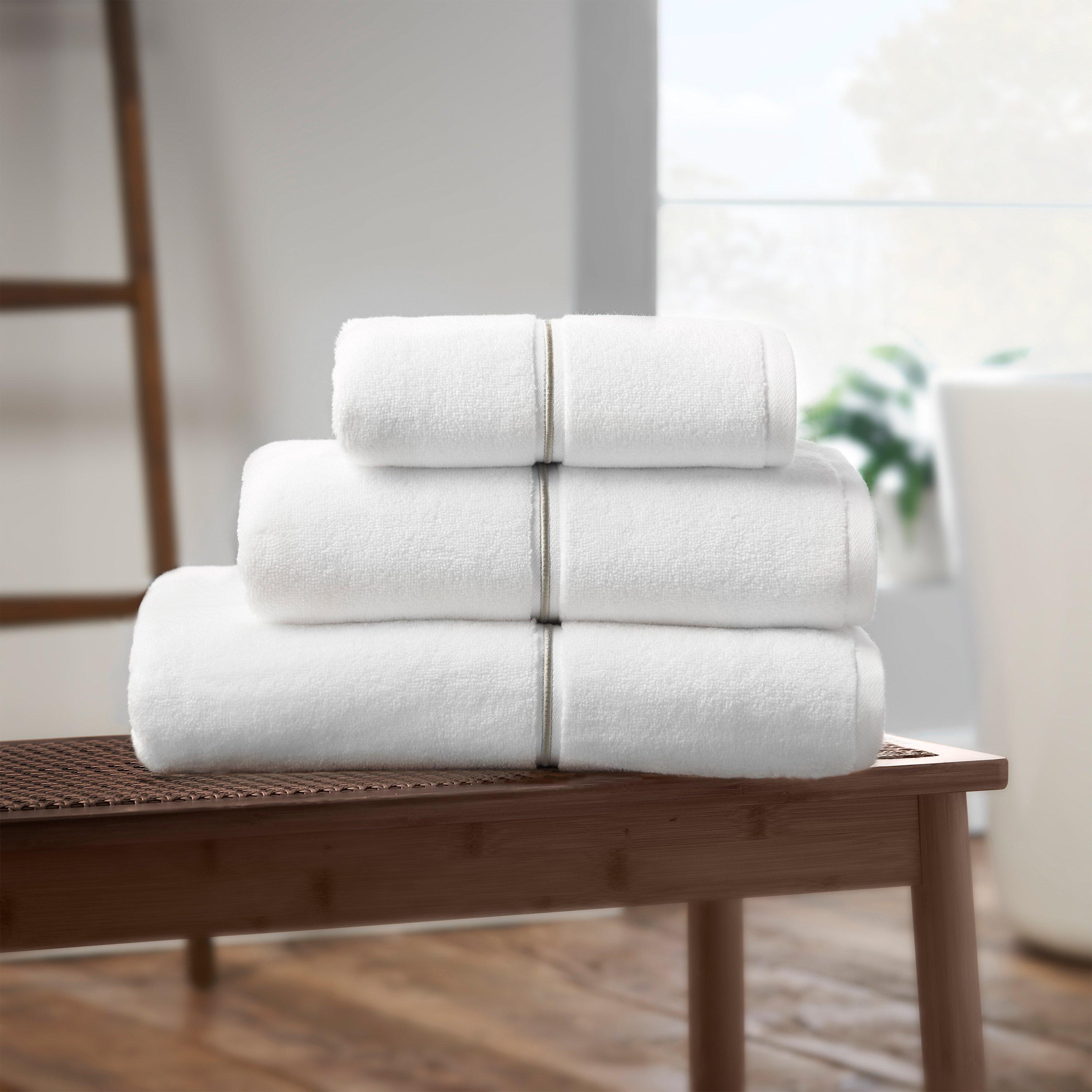 White - Bianca - Zero Twist Satin Stitch Cotton Towel - 3