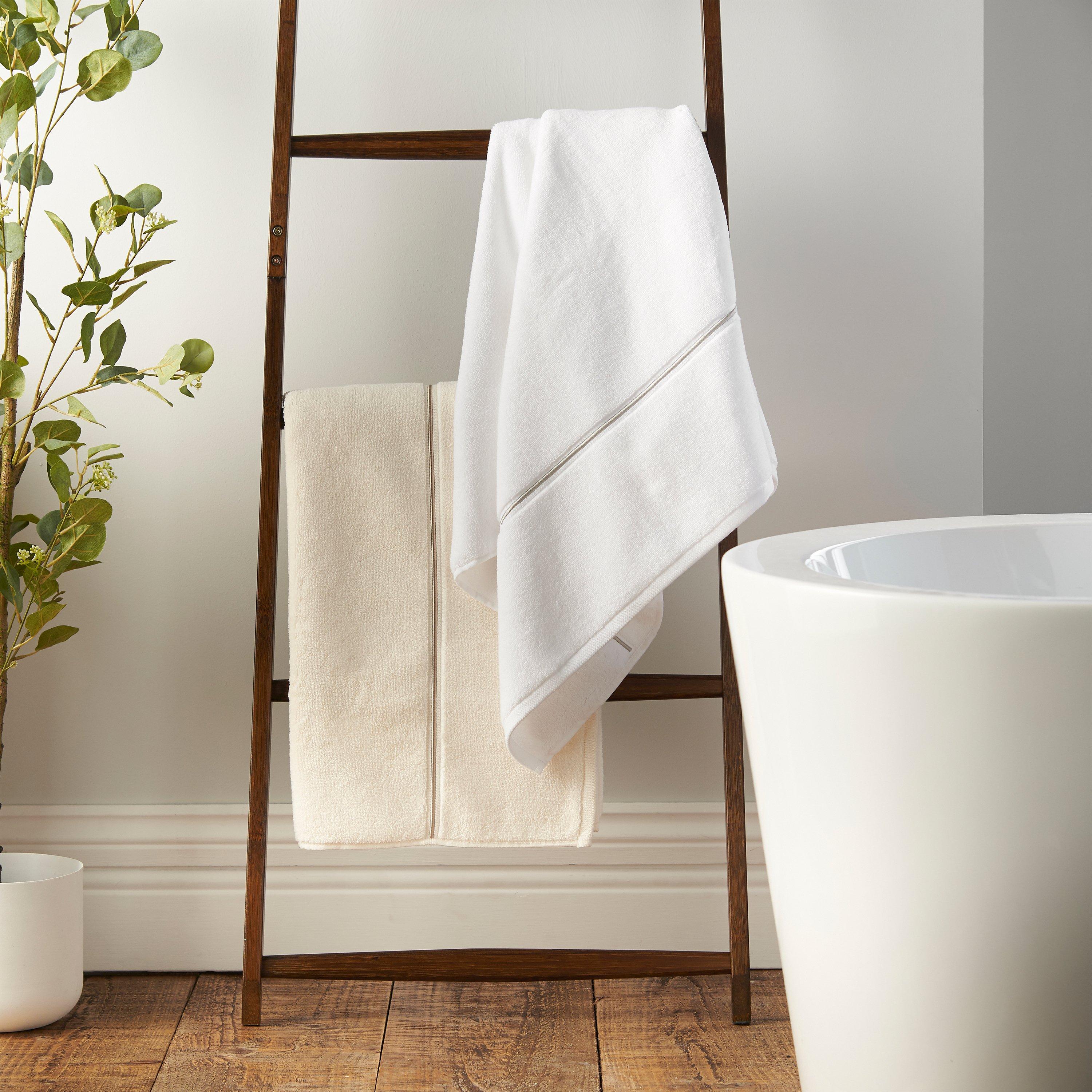 White - Bianca - Zero Twist Satin Stitch Cotton Towel - 4