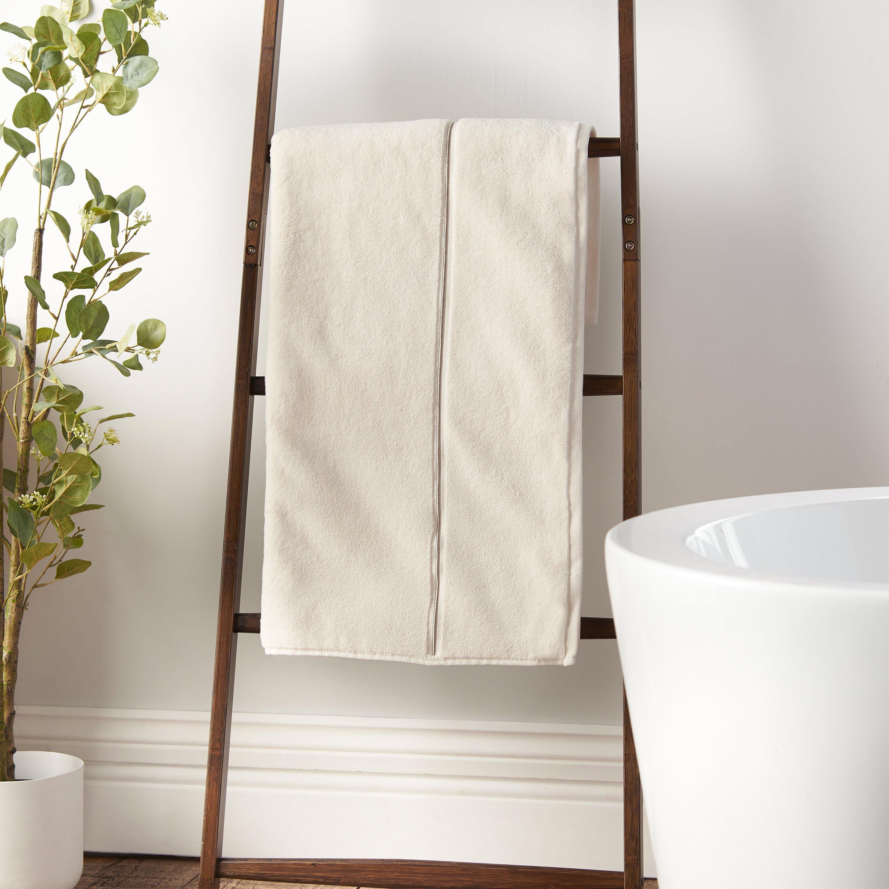 Bianca  Zero Twist Satin Stitch Cotton Towel - Cream - Bath Towel