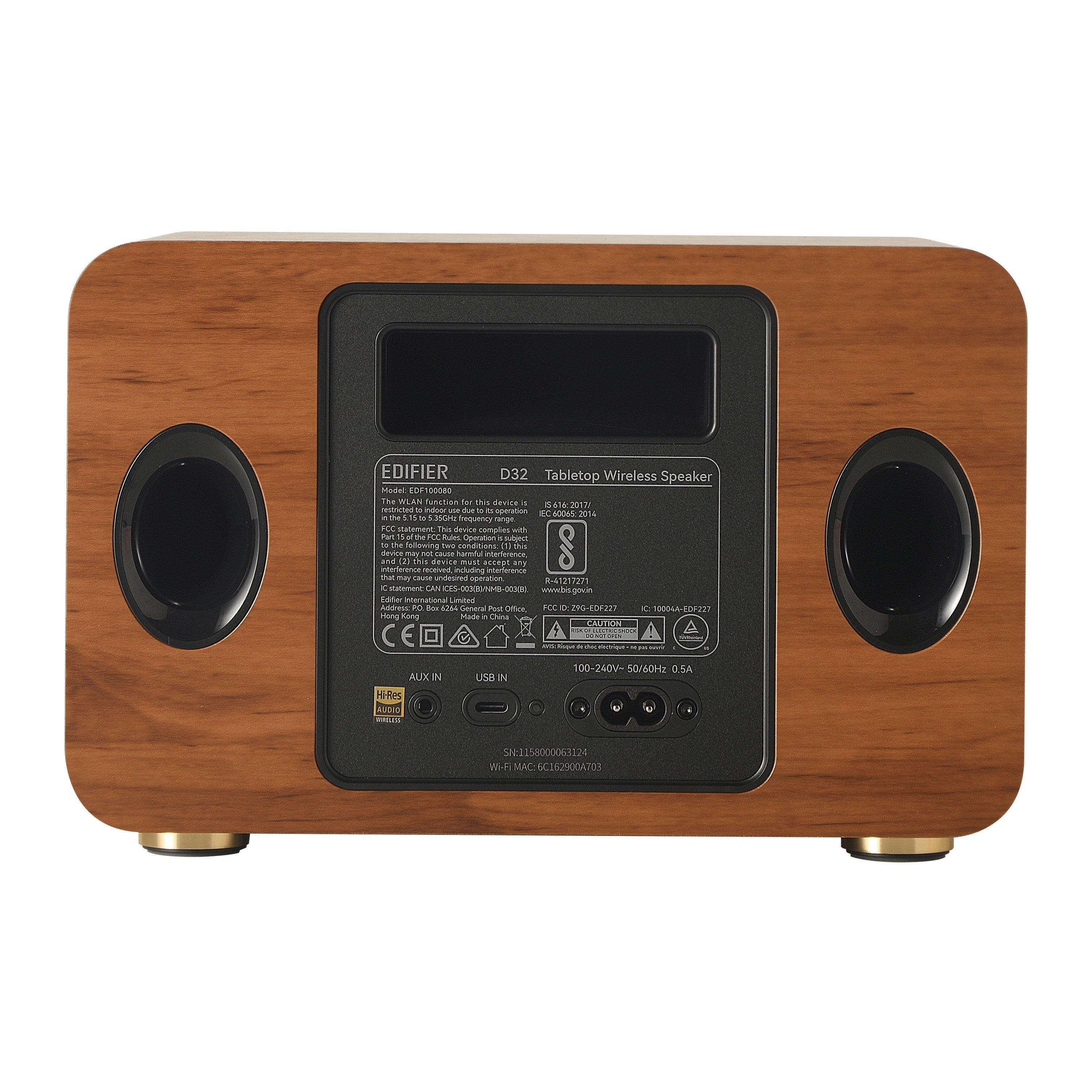 Brown - Edifier - Edifier D32 Tabletop Bluetooth Hi-Res Speaker - 6