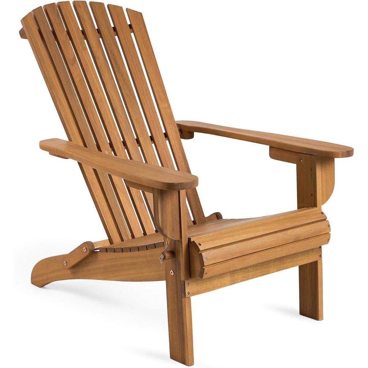 Brown - VonHaus - Hudson Folding Adirondack Chair - 1
