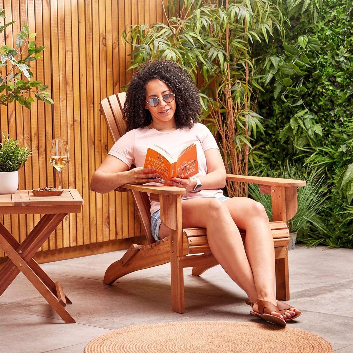 Brown - VonHaus - Hudson Folding Adirondack Chair - 2