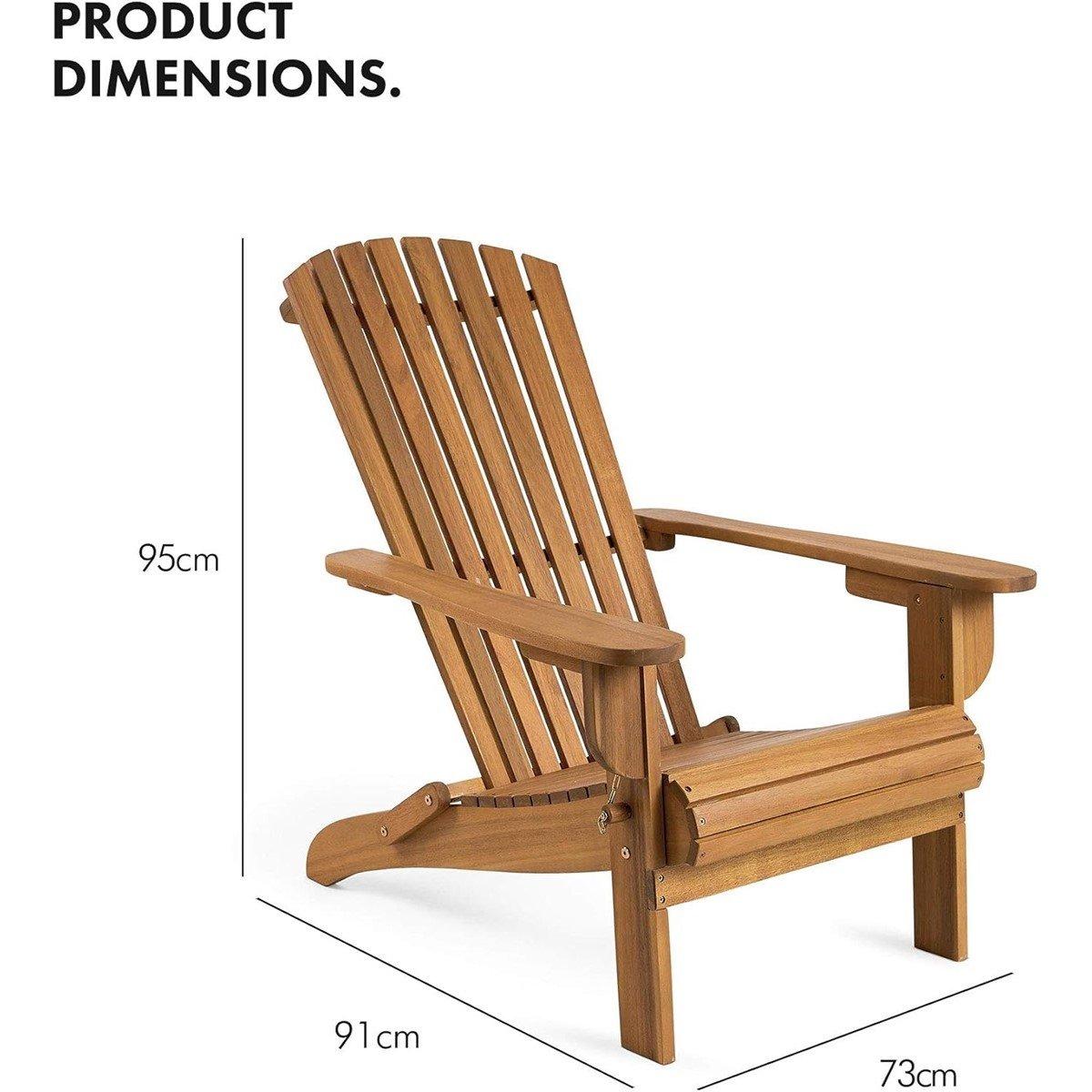 Brown - VonHaus - Hudson Folding Adirondack Chair - 3