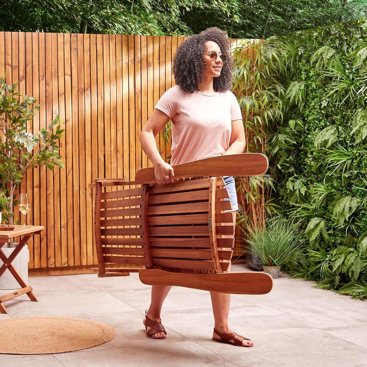 Brown - VonHaus - Hudson Folding Adirondack Chair - 5