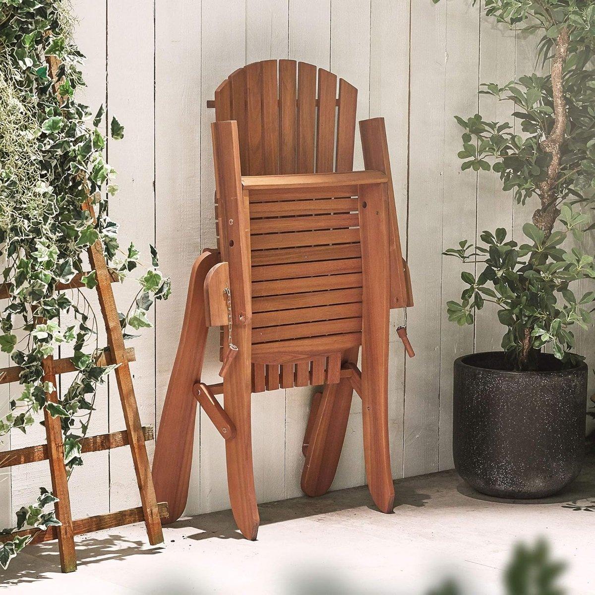 Brown - VonHaus - Hudson Folding Adirondack Chair - 6