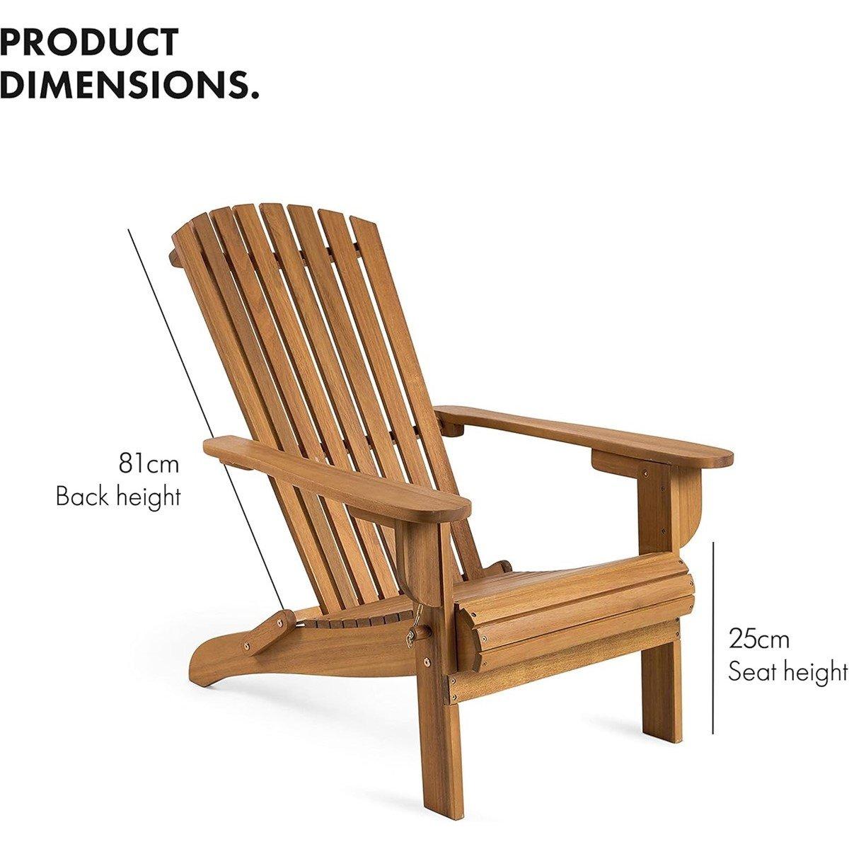 Brown - VonHaus - Hudson Folding Adirondack Chair - 7