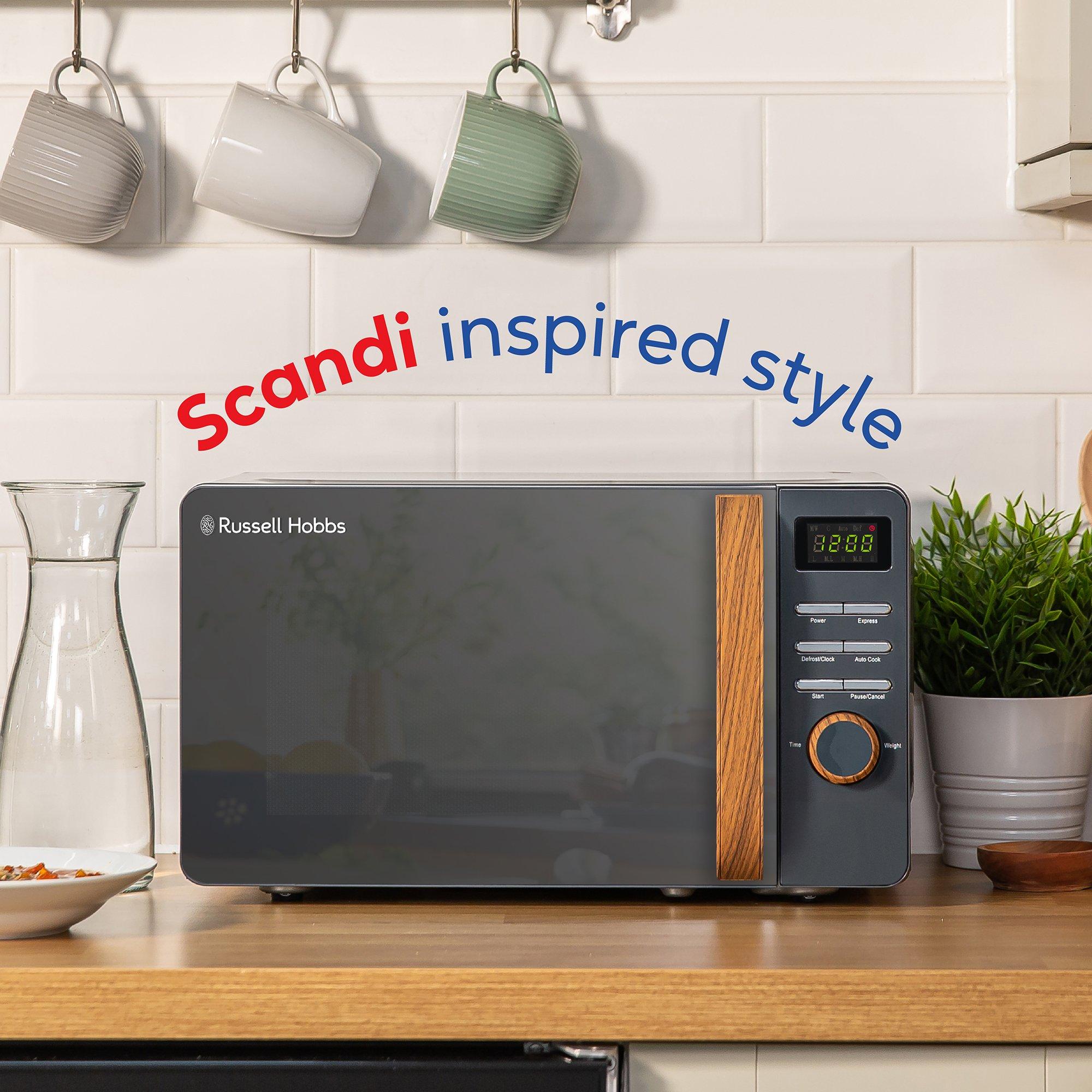 Grey - Russell Hobbs - Russell Hobbs RHMD714G-MN Scandi Compact Microwave - 3