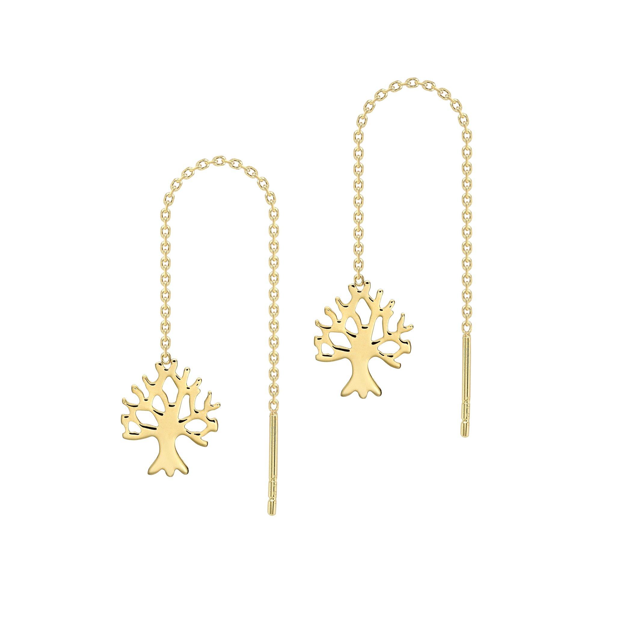 Yellow Gold - Be You - 9ct Gold 'Tree of Life' Pull-Through Earrings - 1