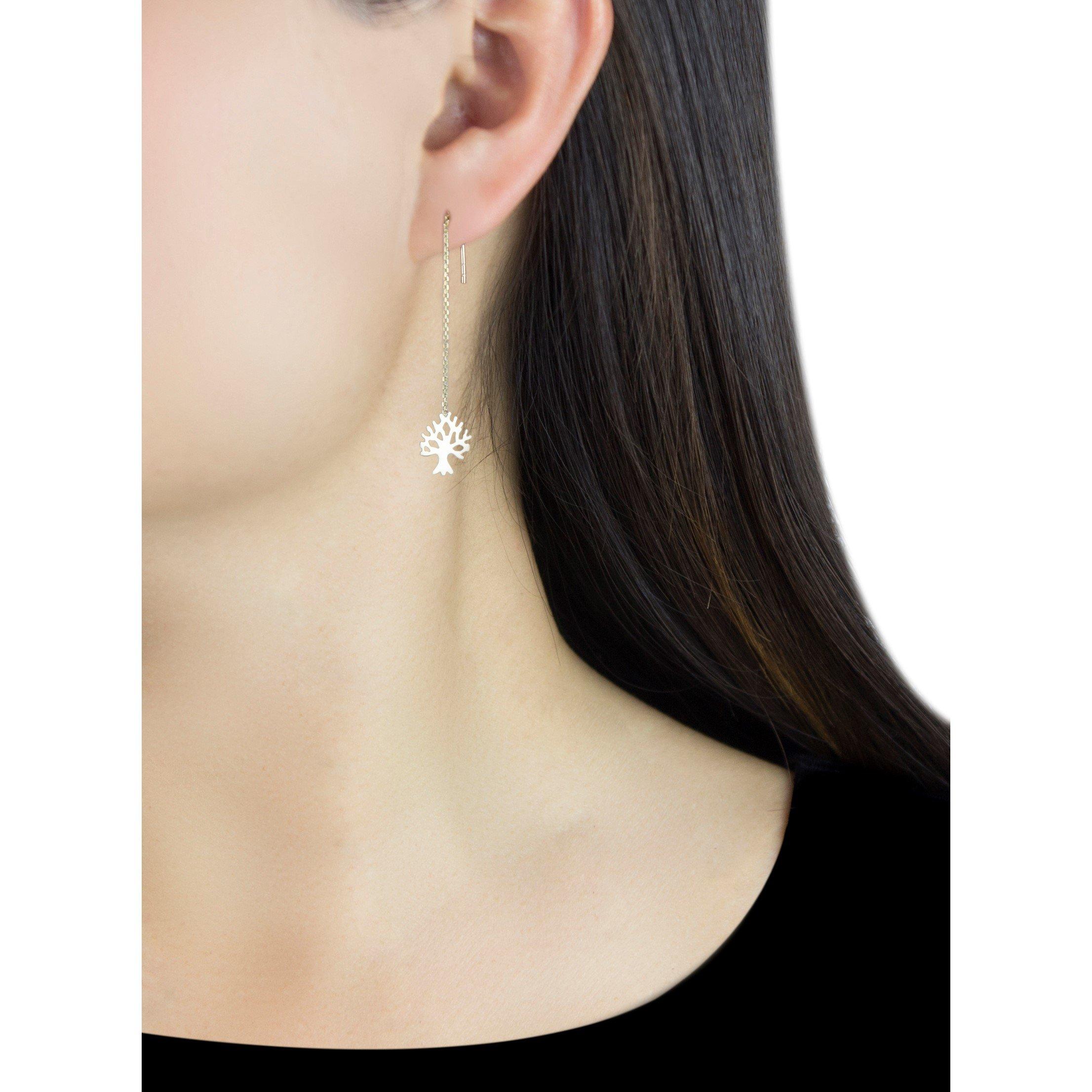 Yellow Gold - Be You - 9ct Gold 'Tree of Life' Pull-Through Earrings - 2