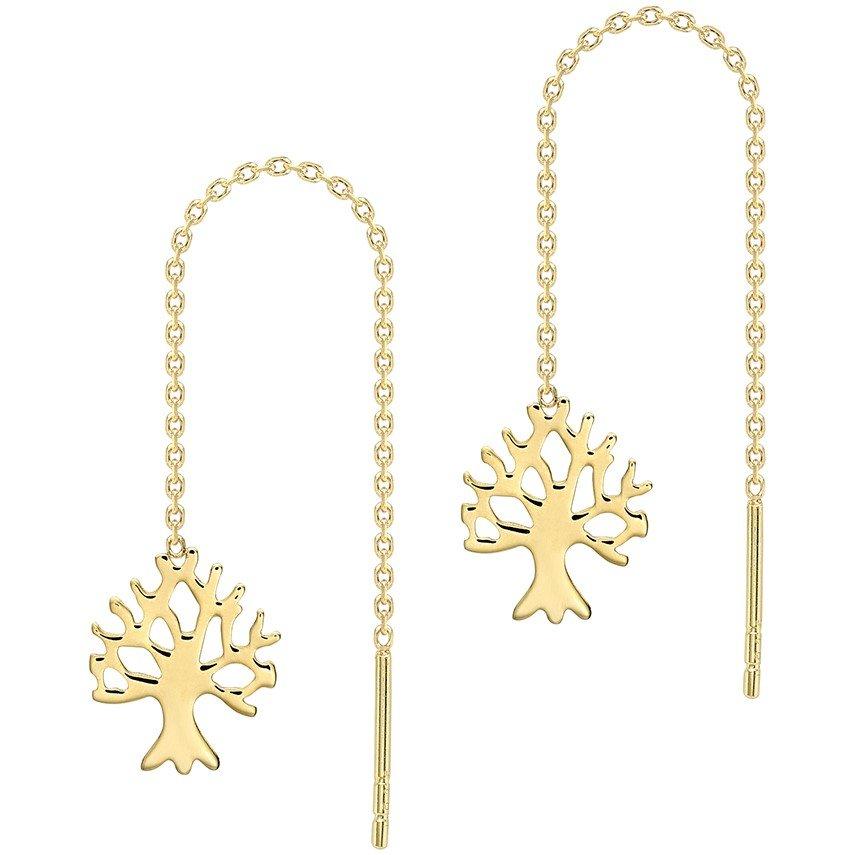Yellow Gold - Be You - 9ct Gold 'Tree of Life' Pull-Through Earrings - 4