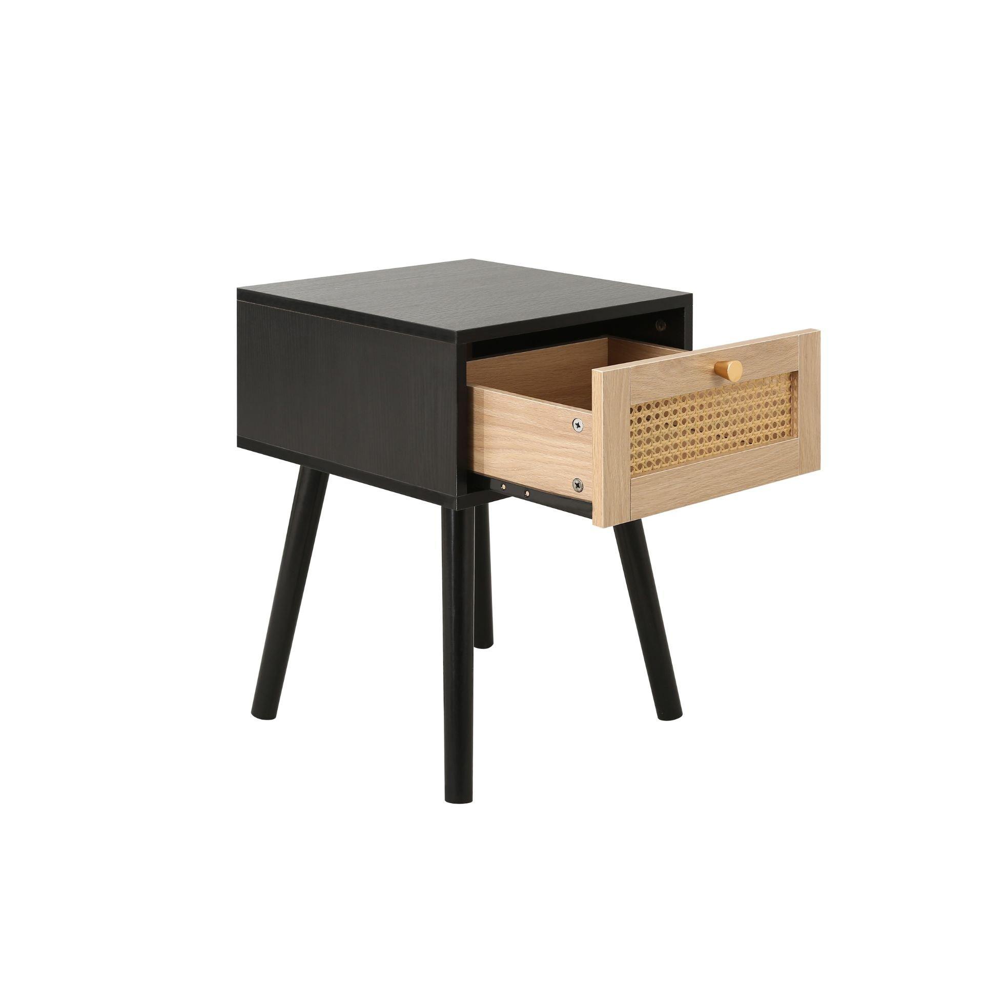 Black - Birlea - Croxley 1 Drawer Rattan Bedside - 6