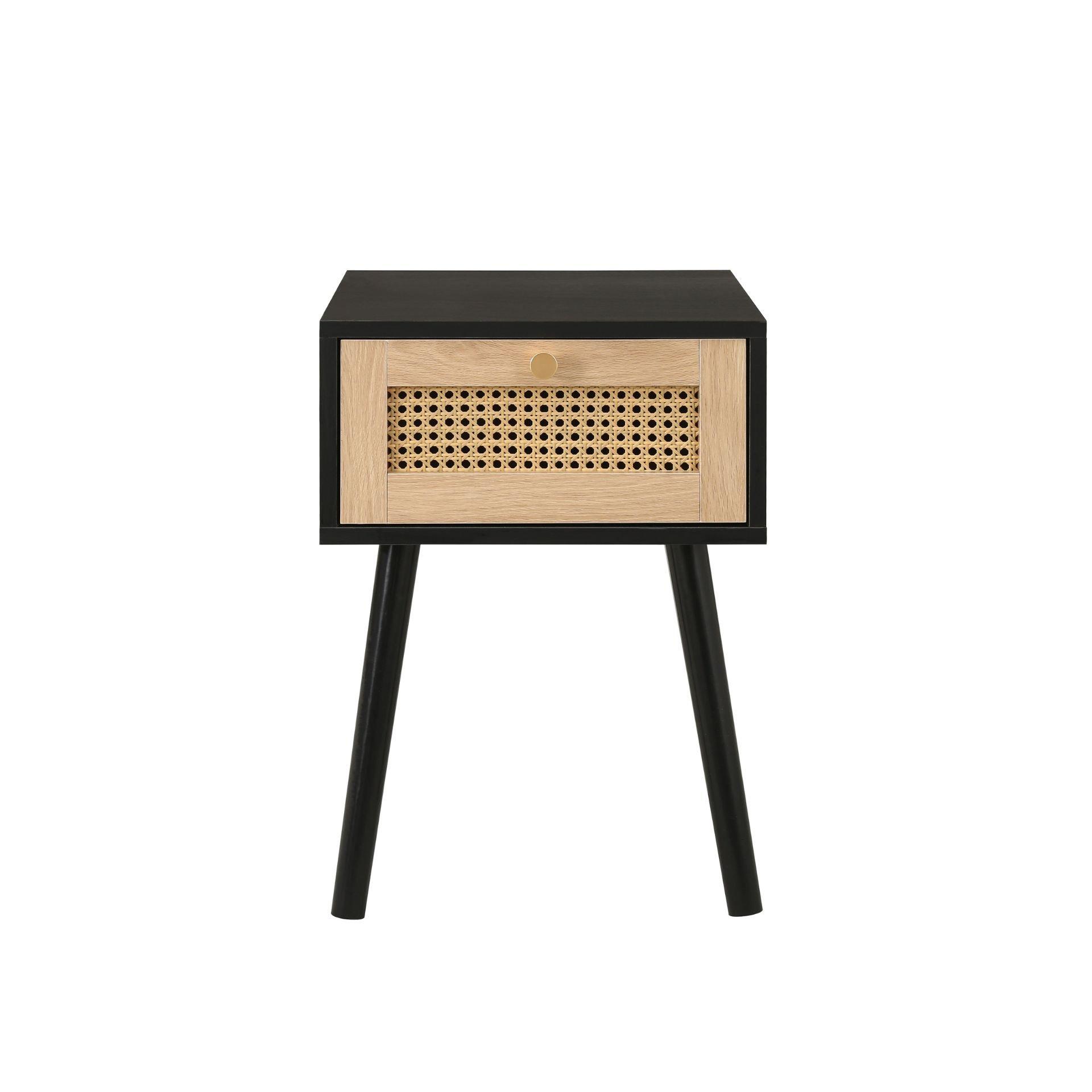 Black - Birlea - Croxley 1 Drawer Rattan Bedside - 7