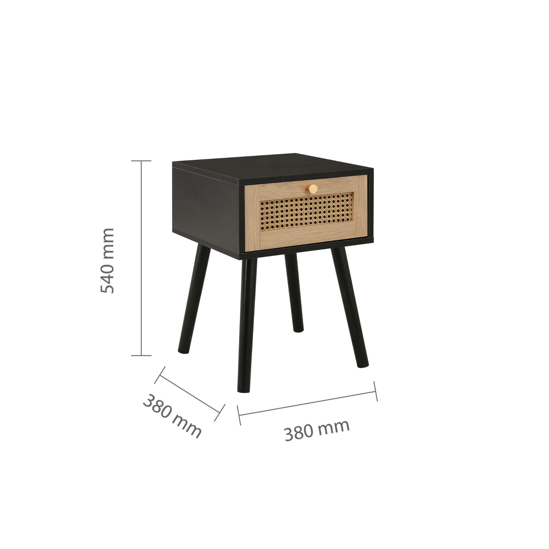 Black - Birlea - Croxley 1 Drawer Rattan Bedside - 9