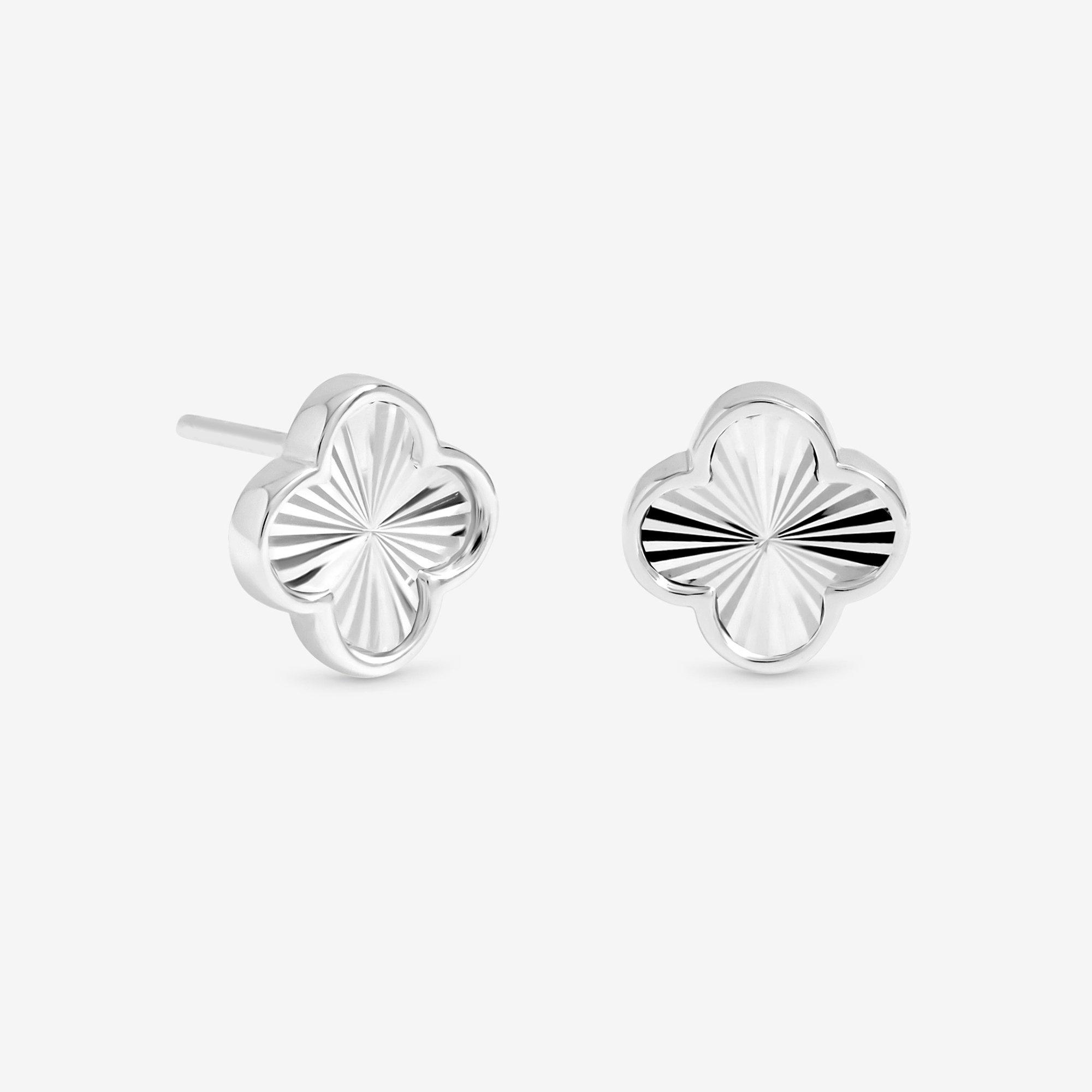 Silver - Simply Silver - Sterling Silver 925 Polished Clover Studs - 1