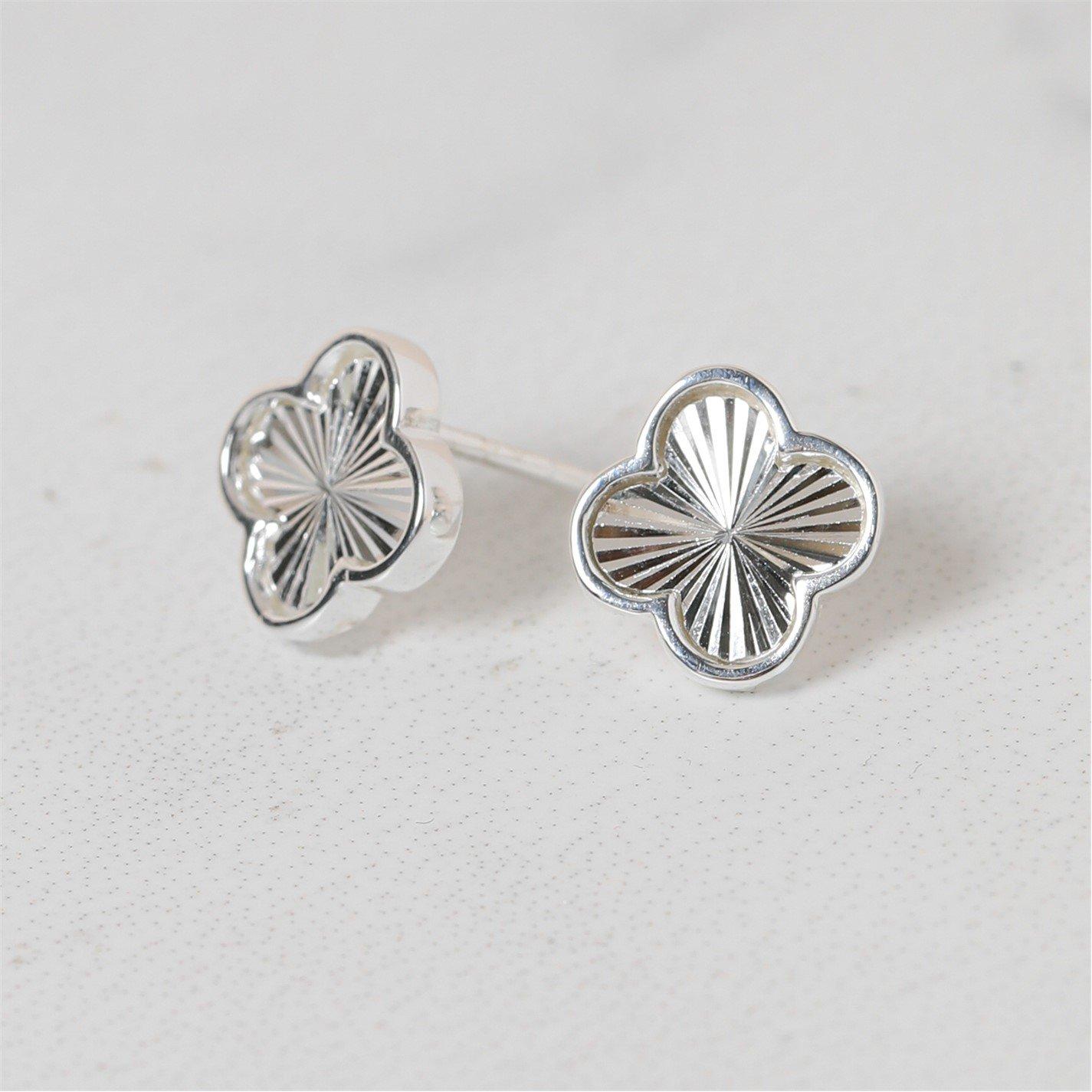 Silver - Simply Silver - Sterling Silver 925 Polished Clover Studs - 3