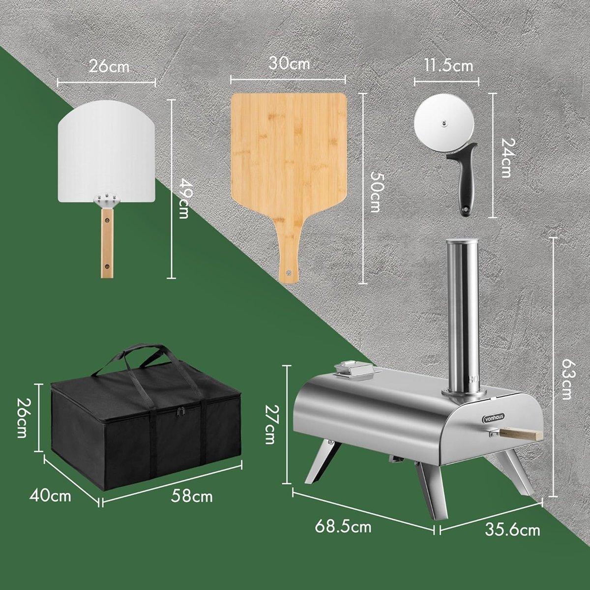 Silver - VonHaus - Table Top Pizza Oven with Accessories - 7
