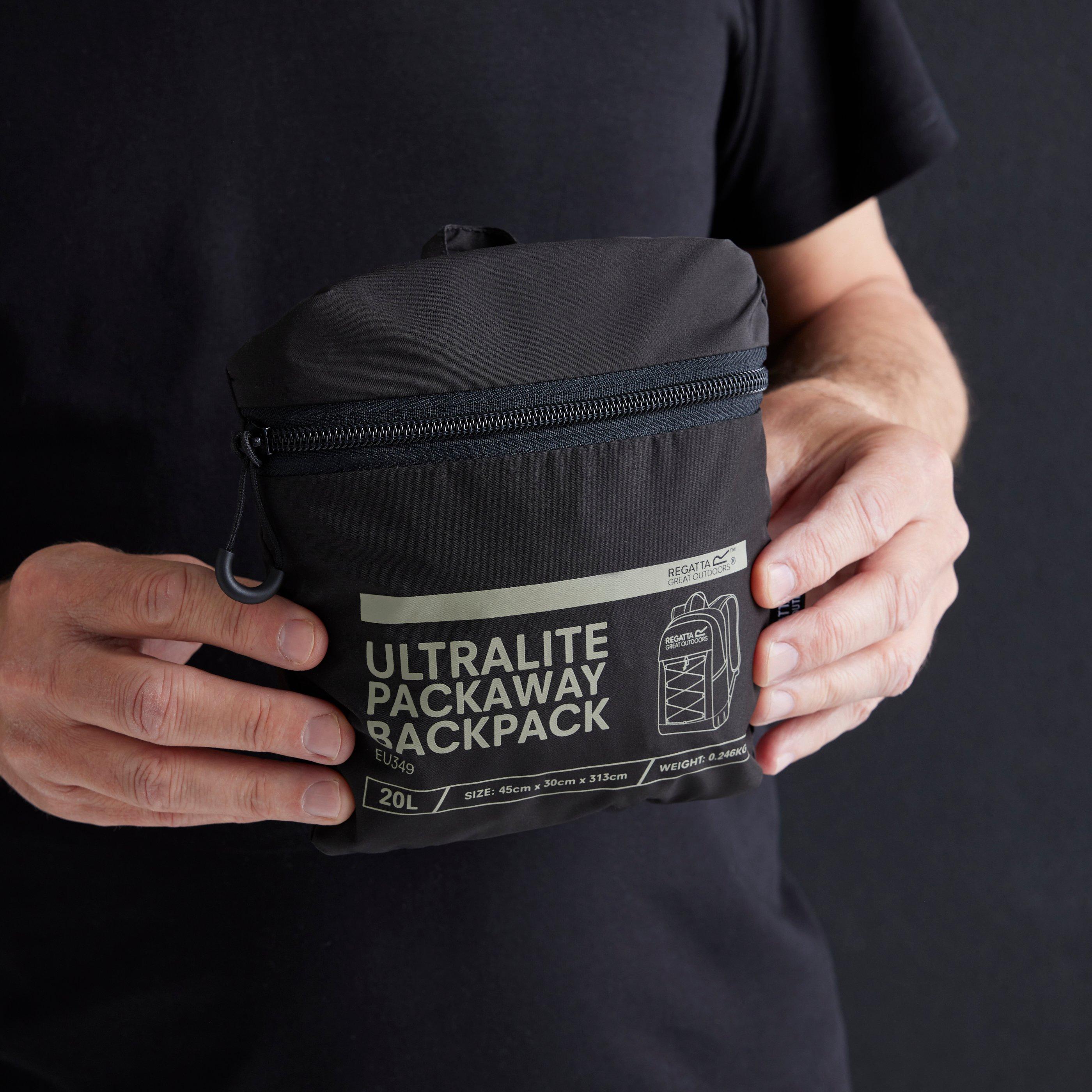 Black - Regatta - Ultralite Packaway 20L Water-Repellent Backpack - 7