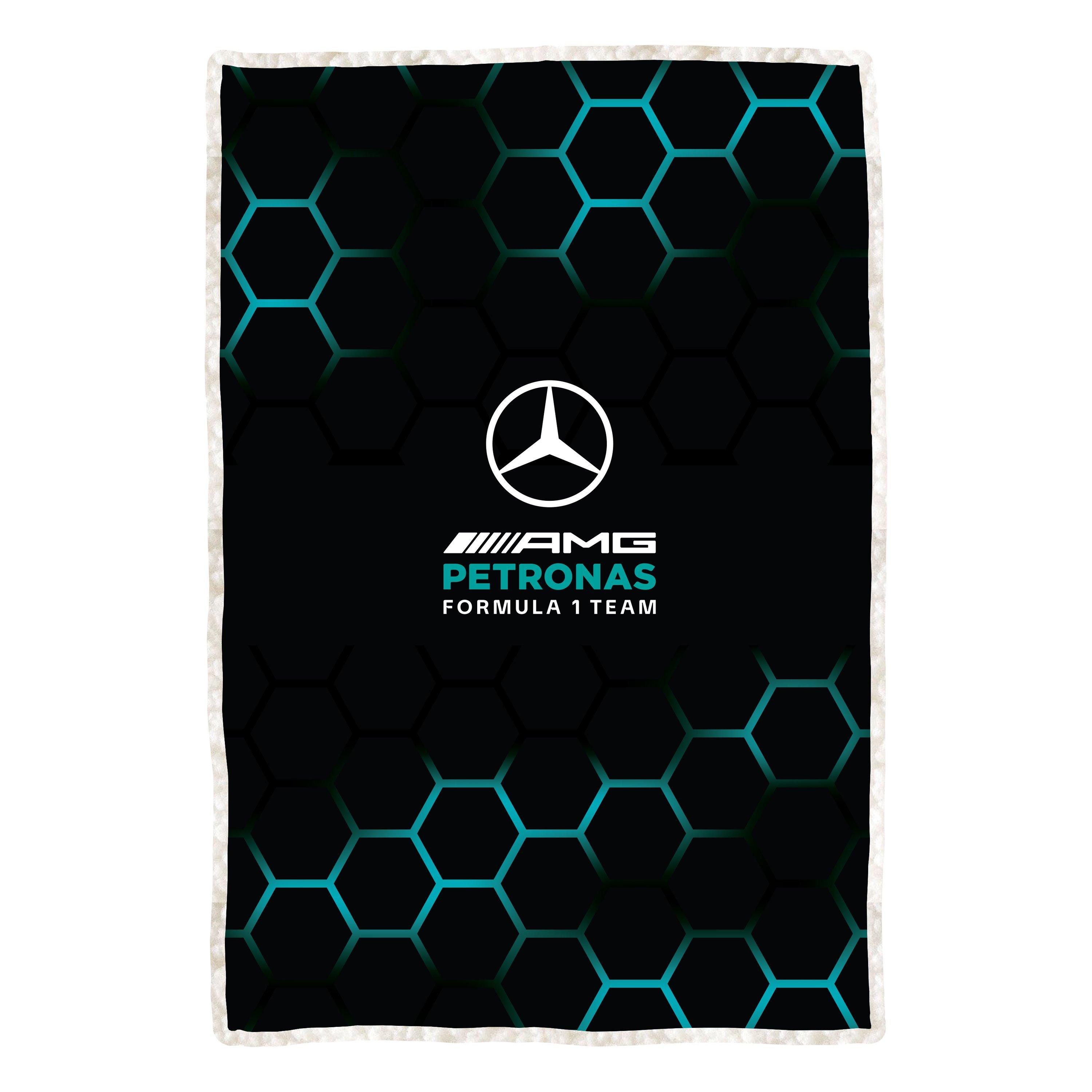 Black - Mercedes - Mercedes Jets Sherpa Backed Fleece Blanket - 1