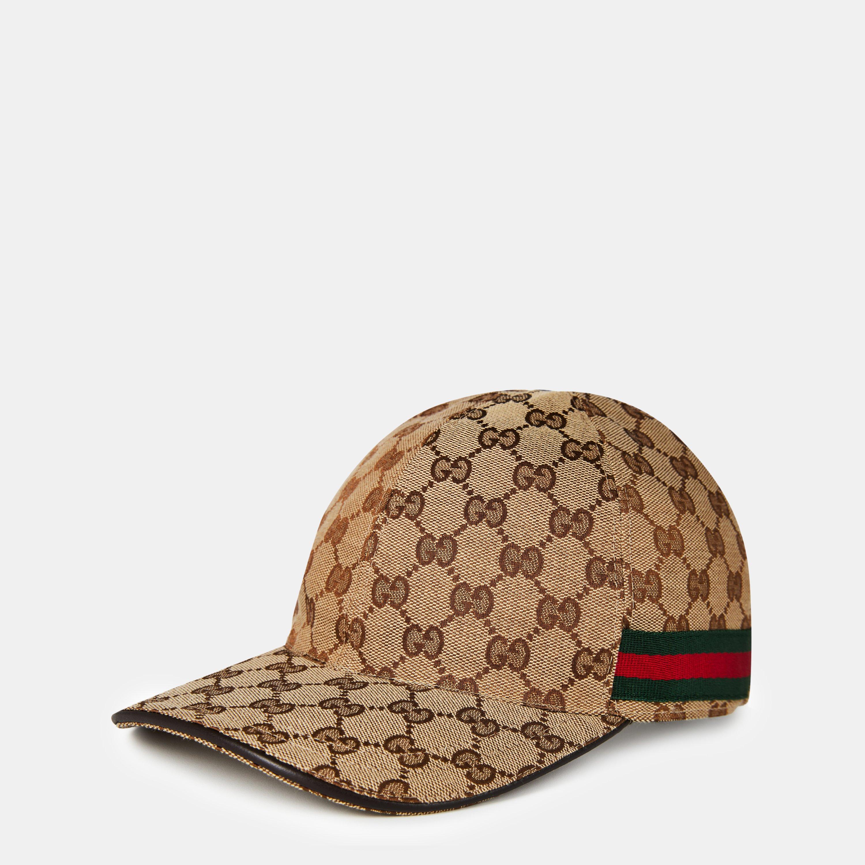 Gucci Men's GG Monogram Canvas Cap - Beige 9864 - Small