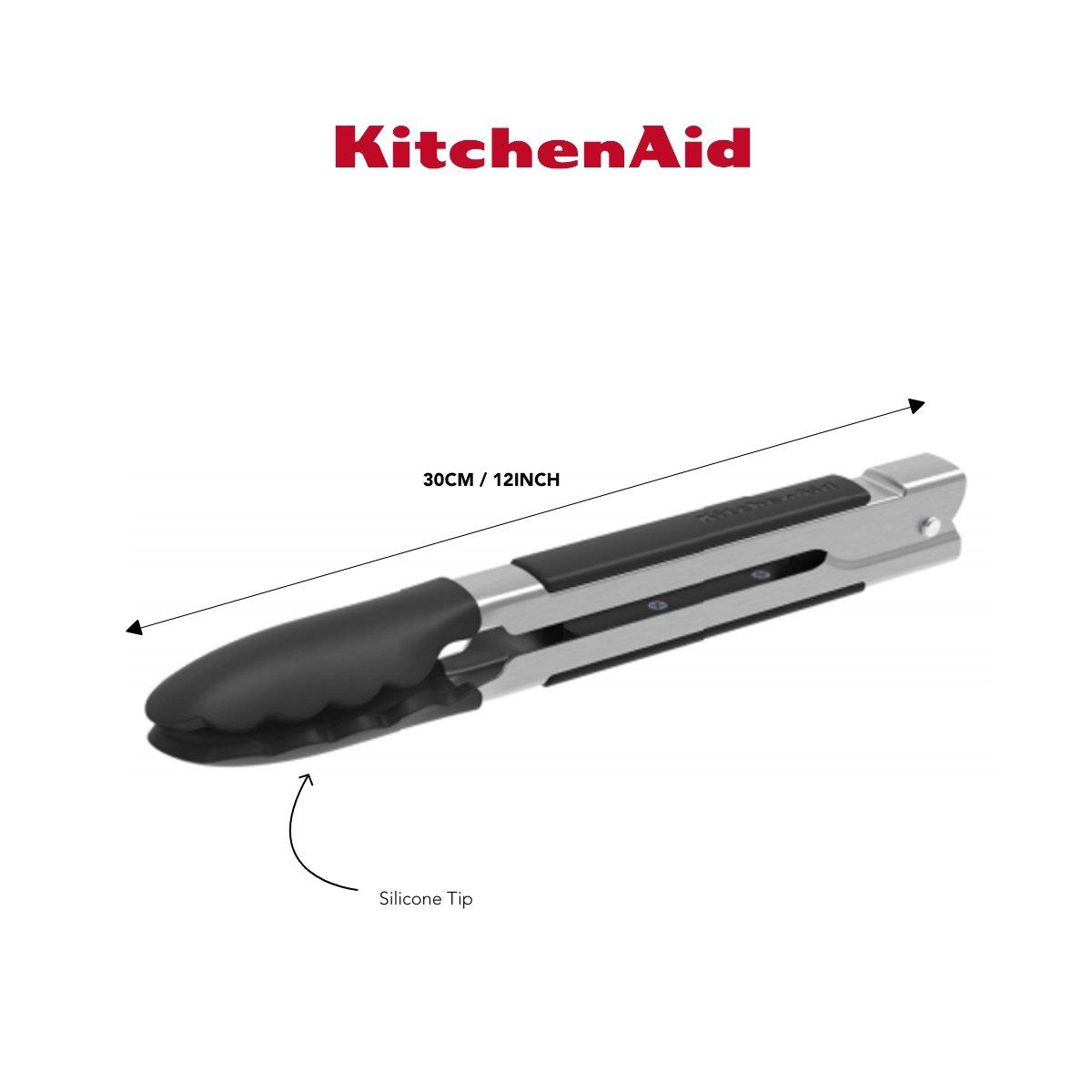 Black - KitchenAid - Silicone-Tipped Side-Locking Tongs - 3