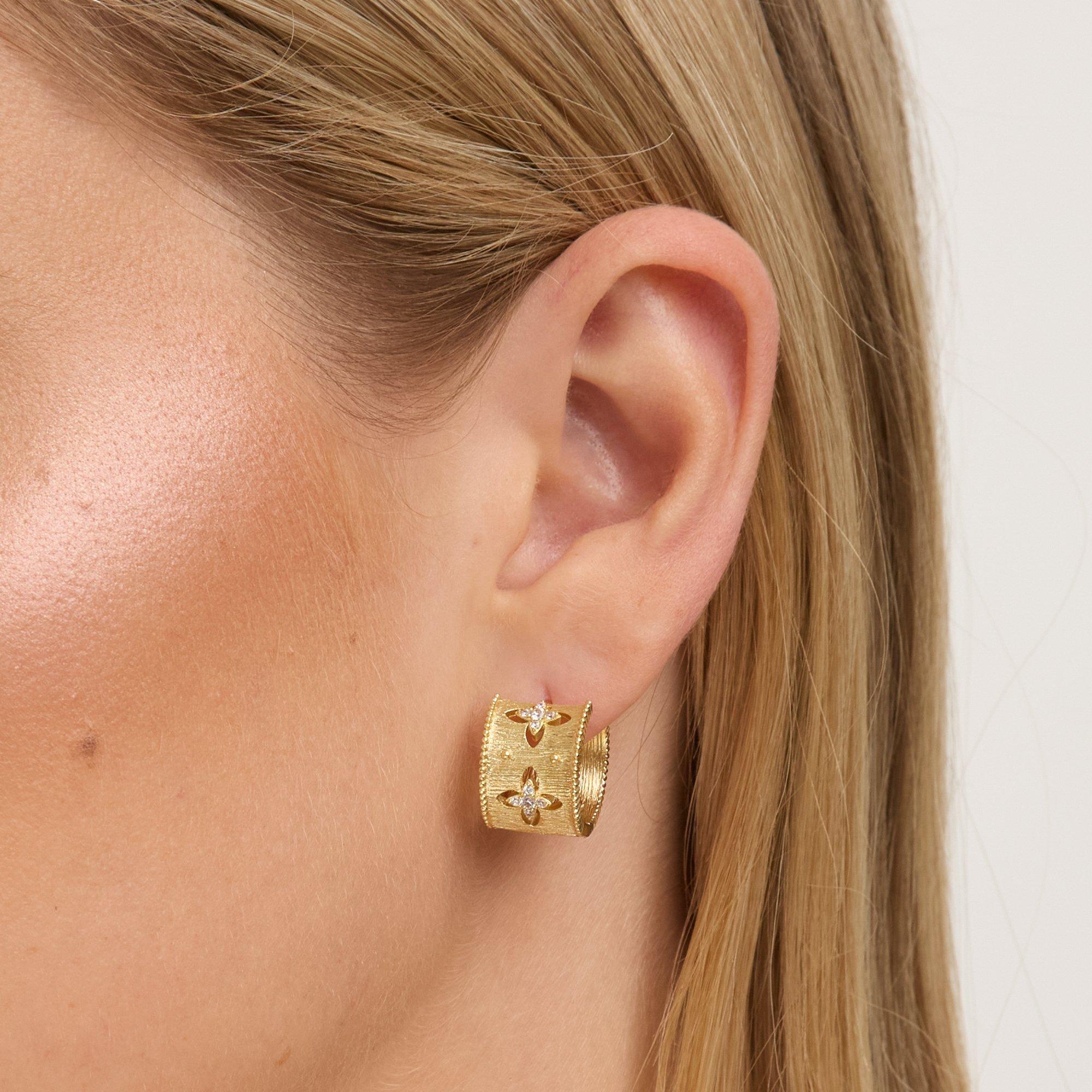 Gold - Jon Richard - Jon Richard Gold Plated Clover Hoop Earrings - 2