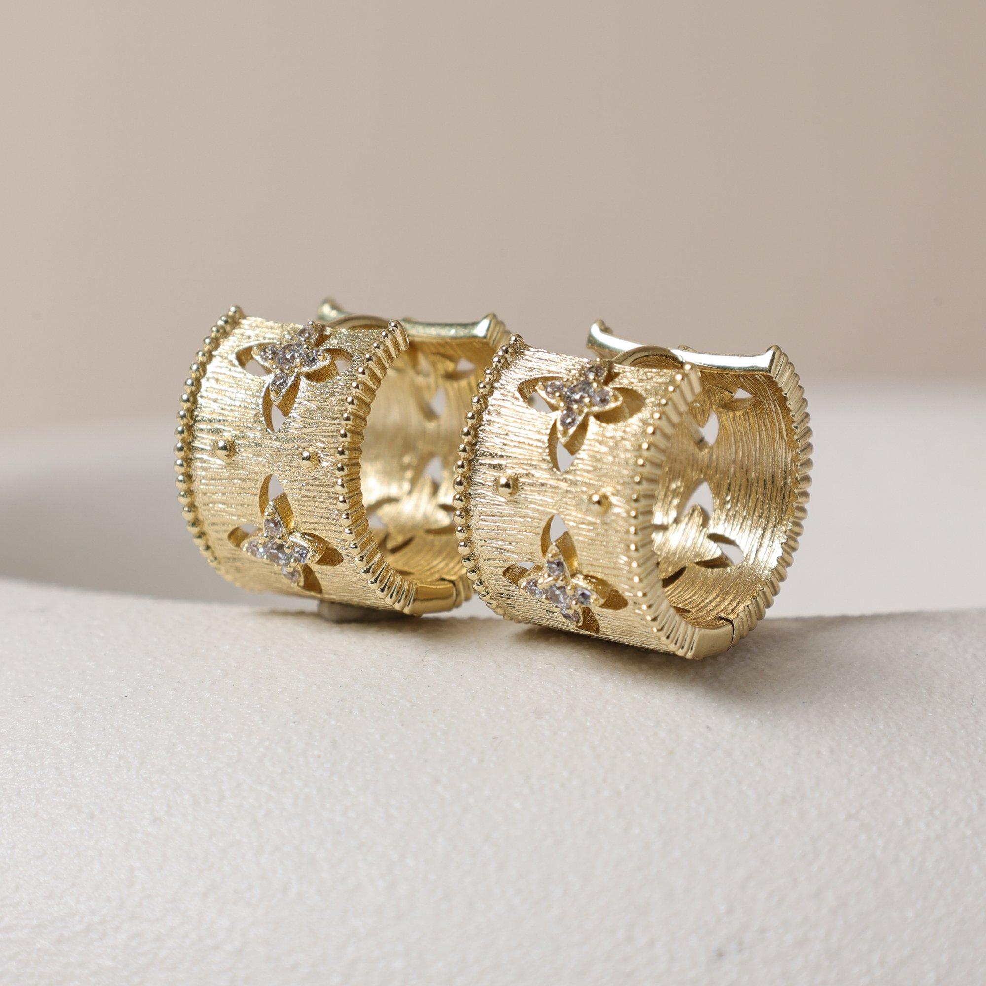 Gold - Jon Richard - Jon Richard Gold Plated Clover Hoop Earrings - 3