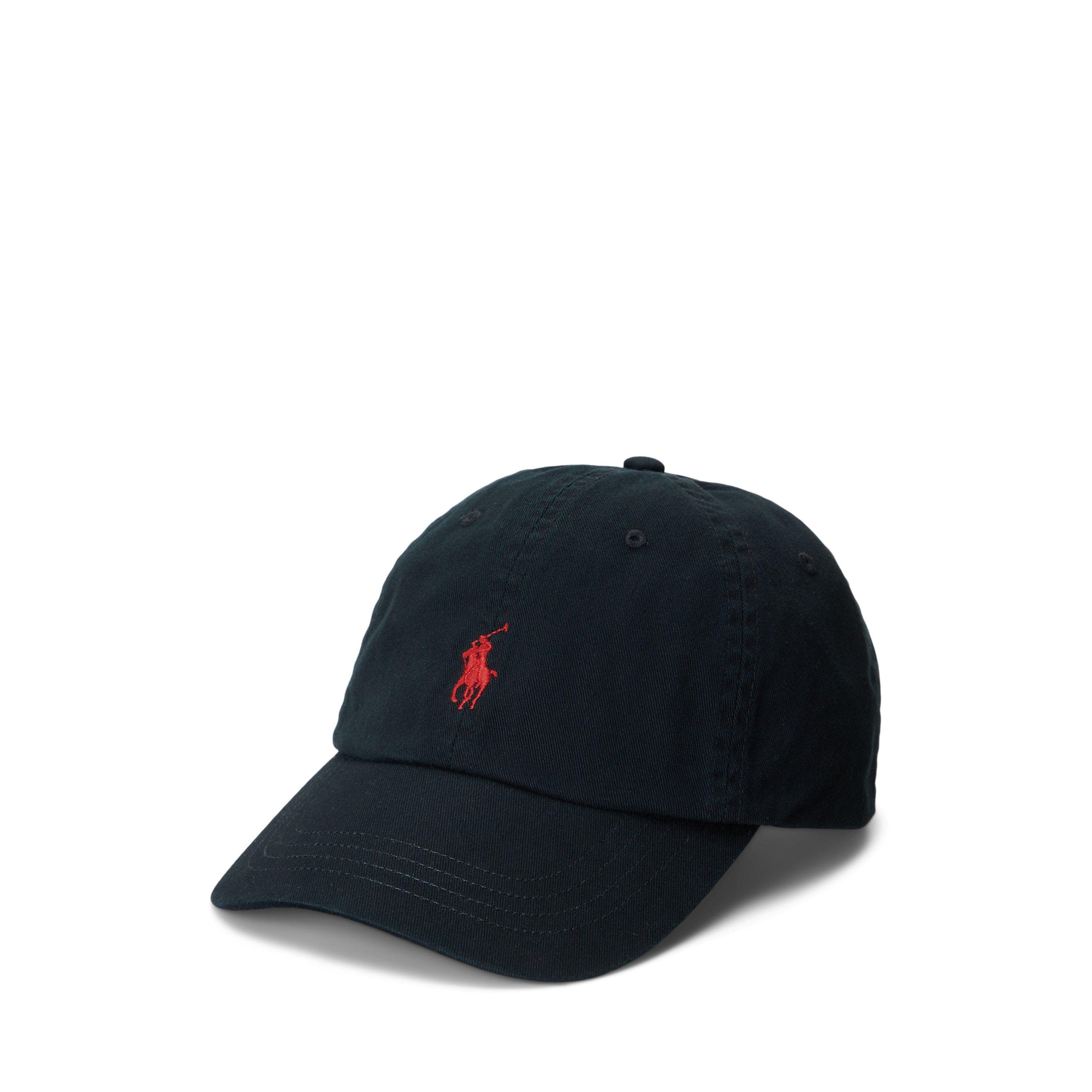 Polo Ralph Lauren Cotton Chino Adjustable Baseball Cap - Black / Red PP