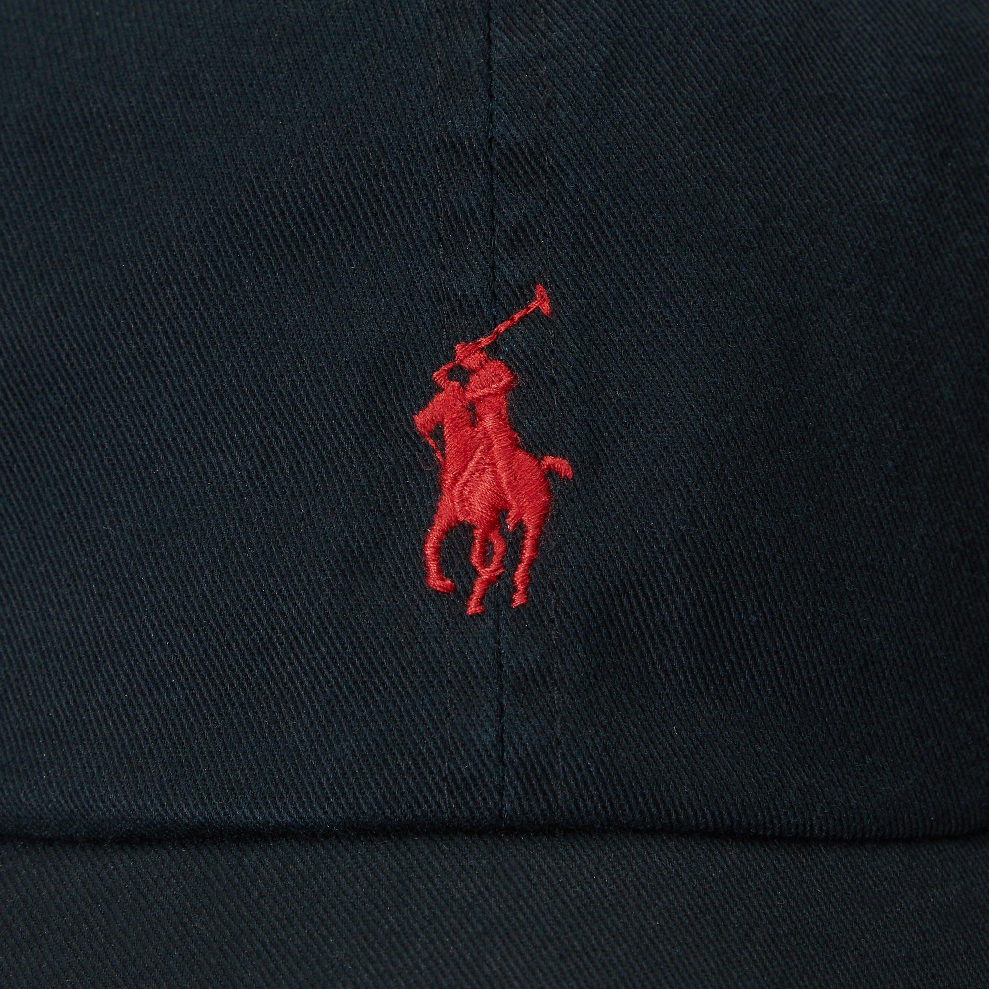 Black / RL Red - Polo Ralph Lauren - Cotton Twill Adjustable Baseball Cap - 4