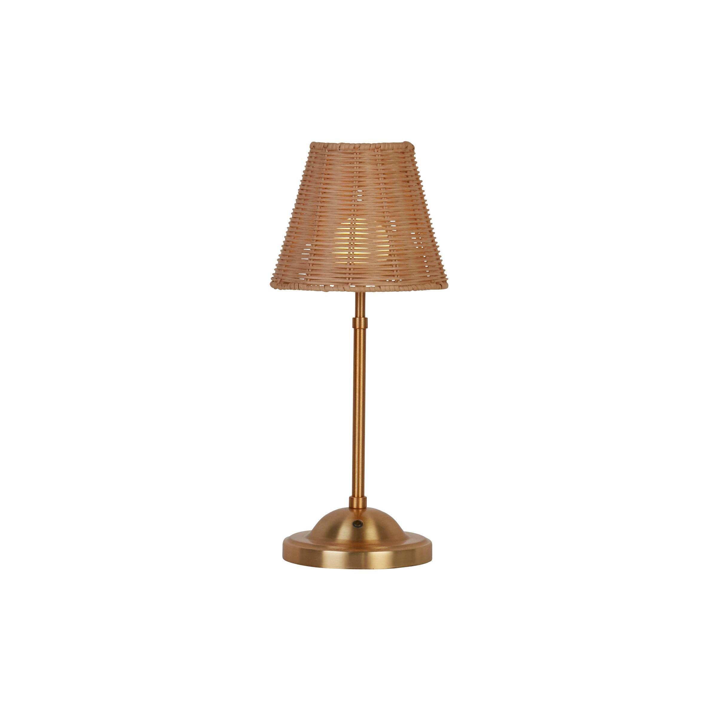 Gold - Lighting Collection - Recharageable Rattan Gold Table Lamp - 1