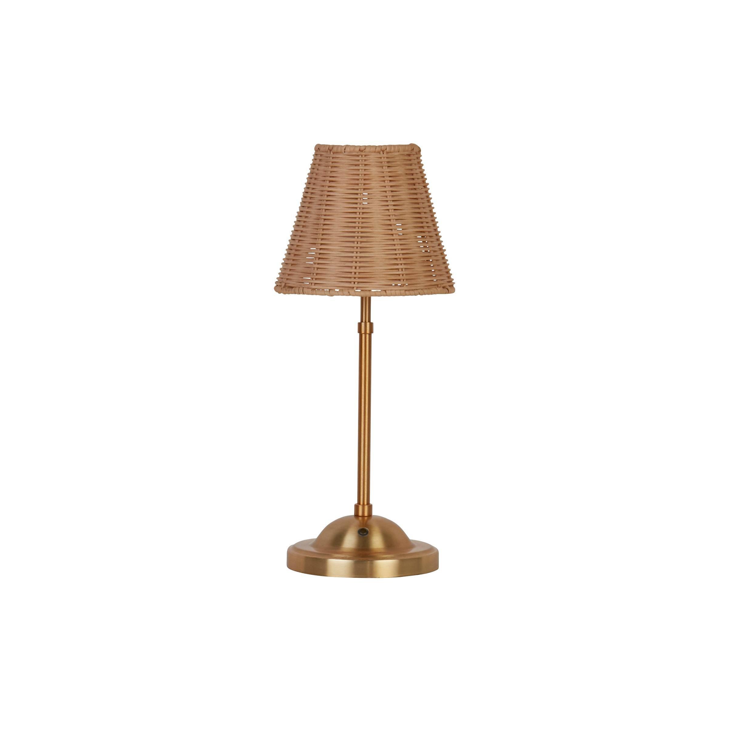 Gold - Lighting Collection - Recharageable Rattan Gold Table Lamp - 2