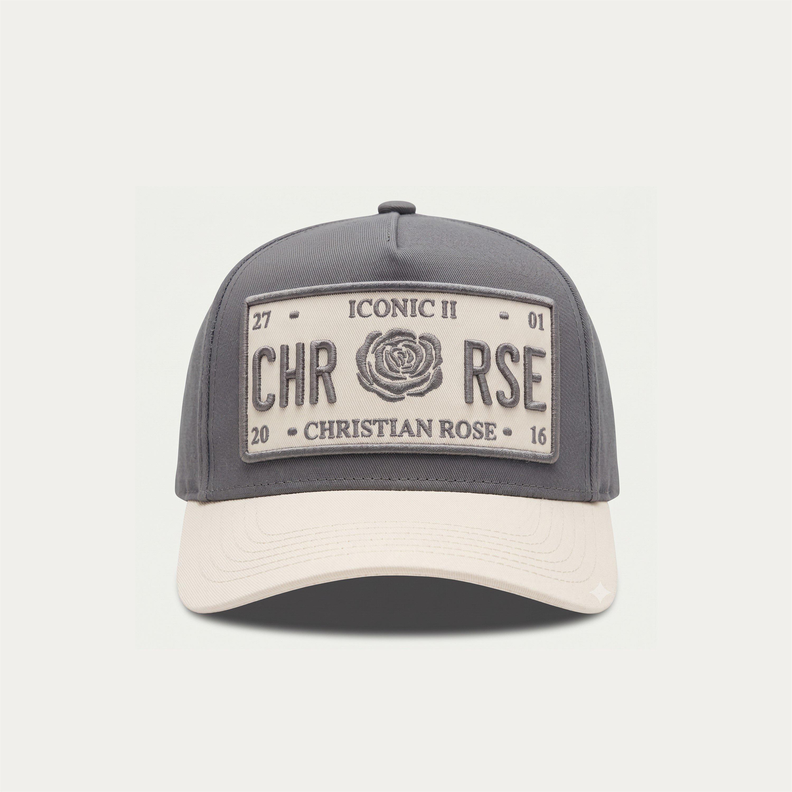 Grey / Cream - Christian Rose - Contrast Iconic II Plate Trucker Cap - 1