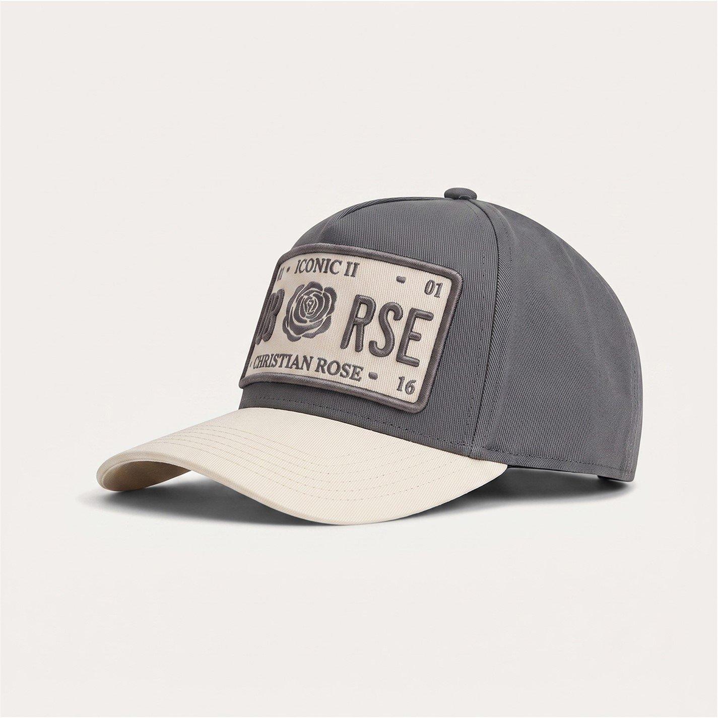 Christian Rose Men's Iconic Ii Contrast Plate Cap - Grey / Cream