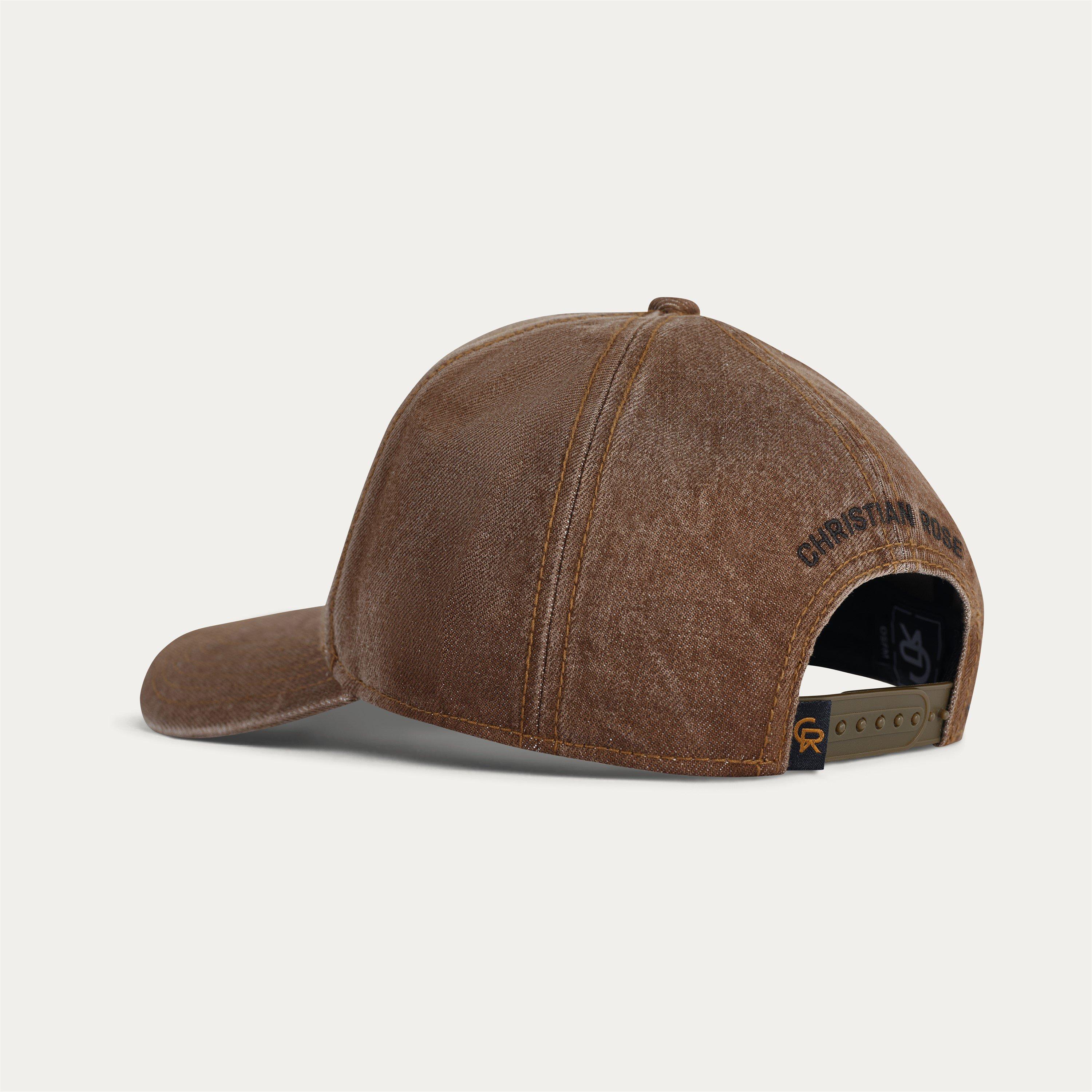 Brown Wash - Christian Rose - Denim Iconic II Plate Trucker Cap - 3