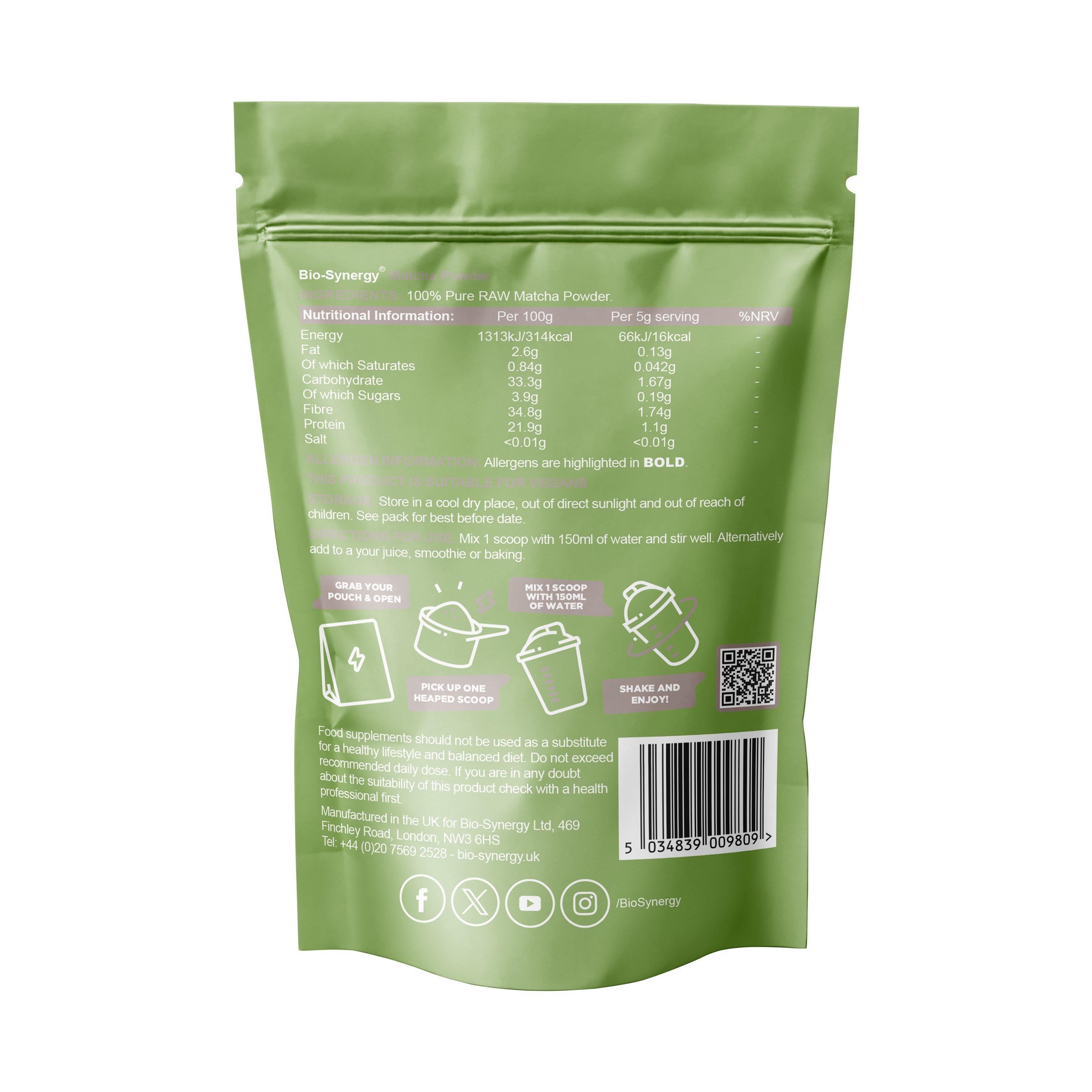 Matcha - Bio-Synergy - Bio-Synergy pure Matcha Powder 150g 30 servings - 5
