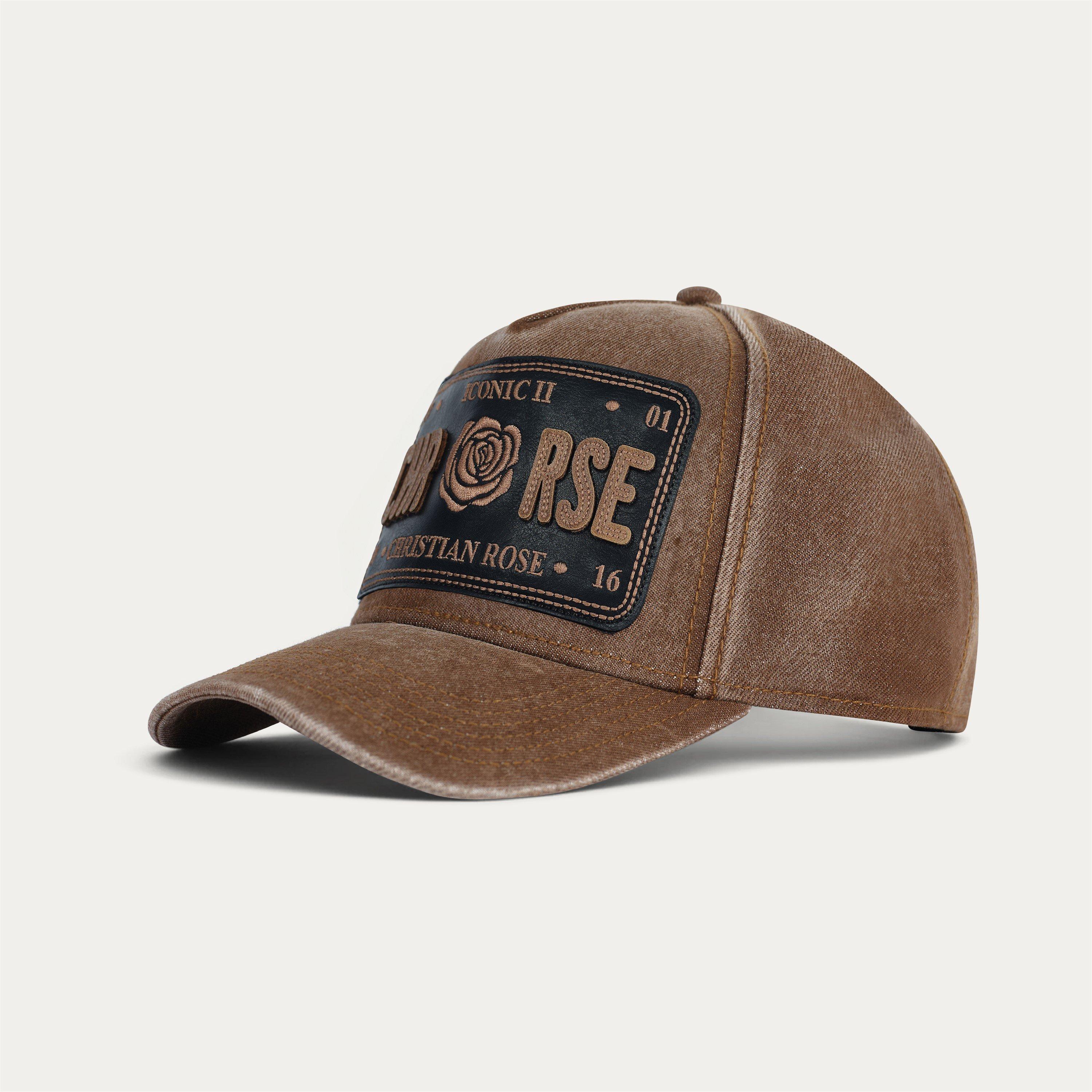 Brown / Brown - Christian Rose - Leather Iconic II Plate Trucker Cap - 2