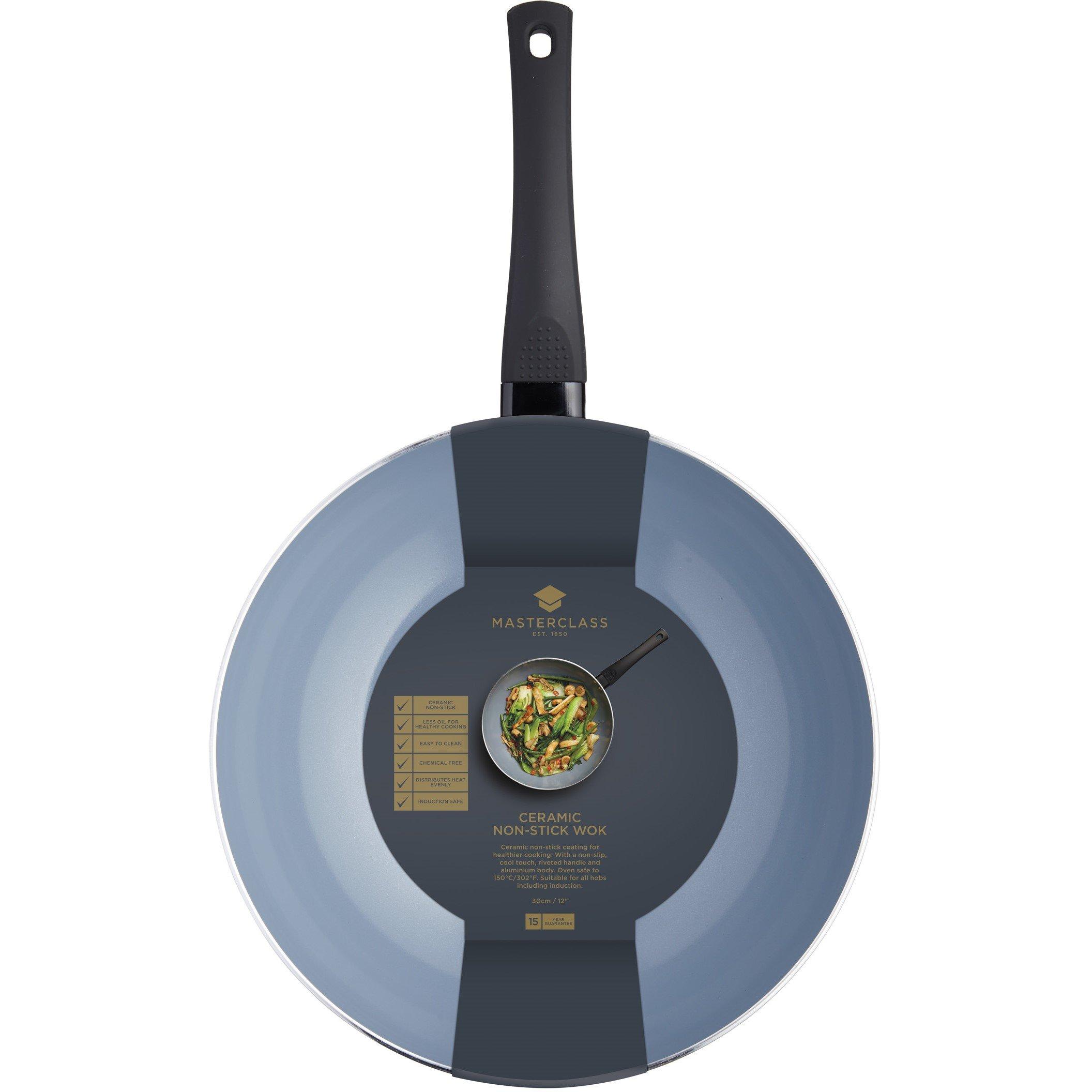 Grey - MasterClass - MasterClass Ceramic Non-Stick Induction-Ready Wok - 2
