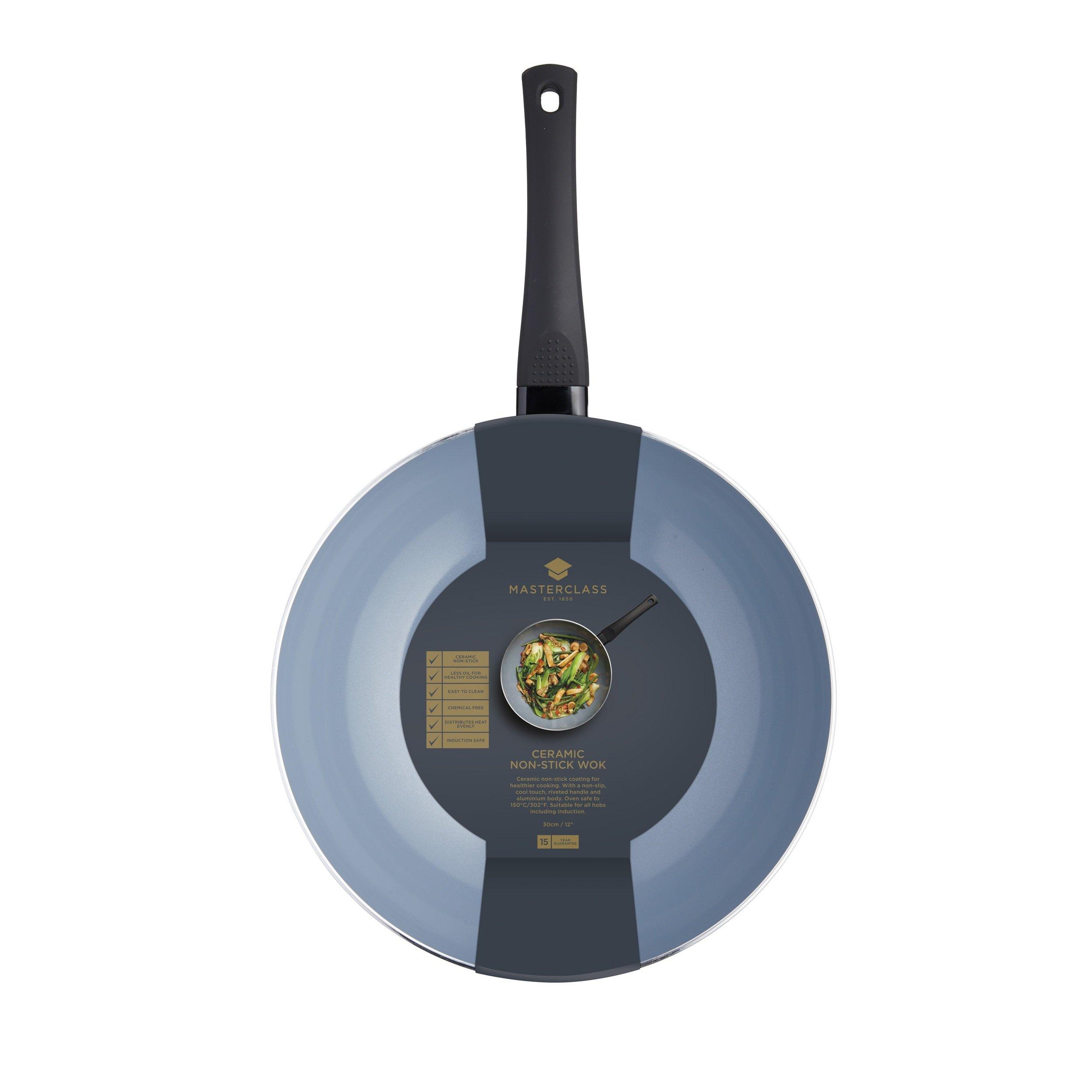 Grey - MasterClass - Non-Stick Wok 29.5cm - 4