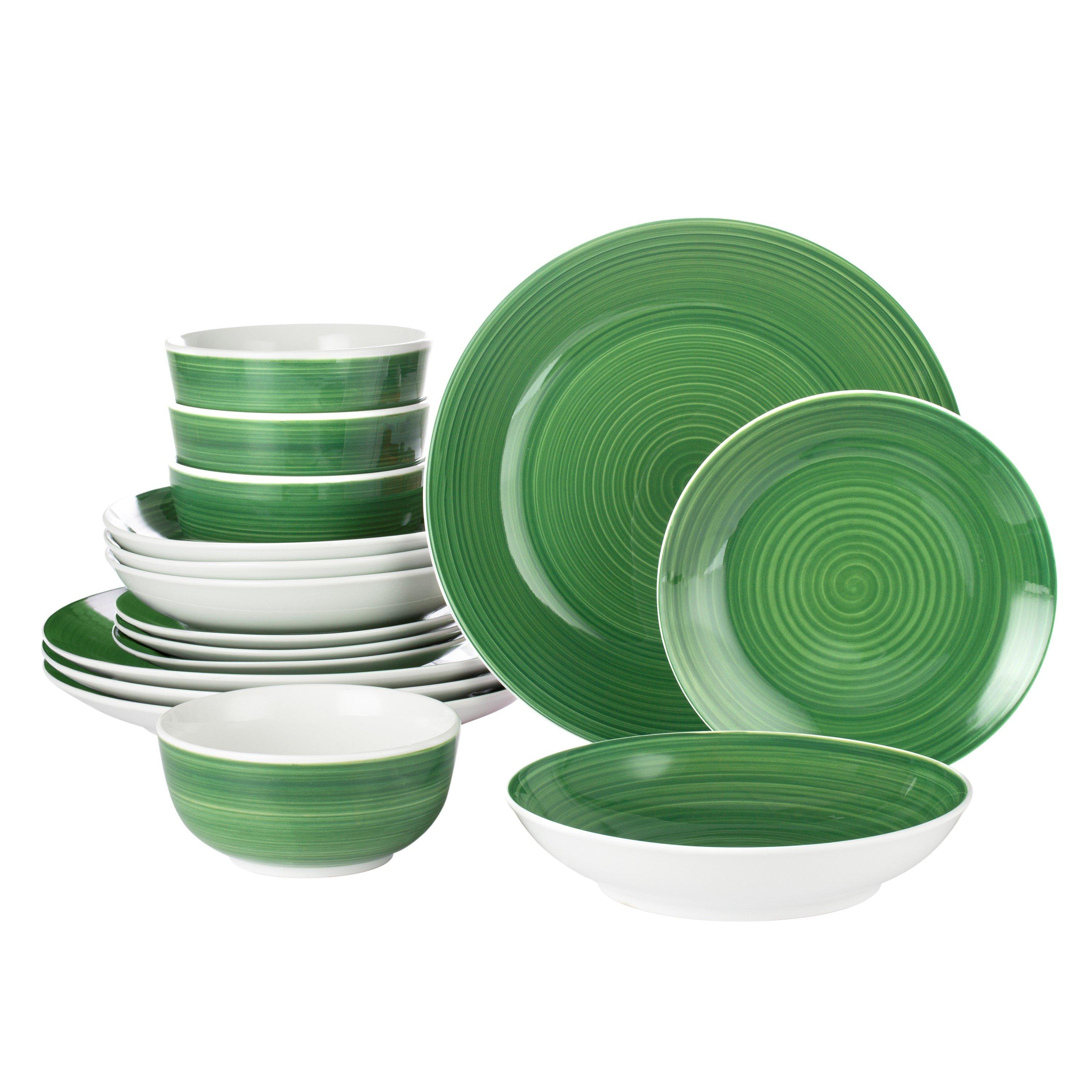 Forest Green - Waterside - 16pc Green Spinwash Dinner Set - 2